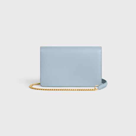 Replicate WALLET ON CHAIN MARGO IN SHINY CALFSKIN PALE BLUE(1:1 replica)