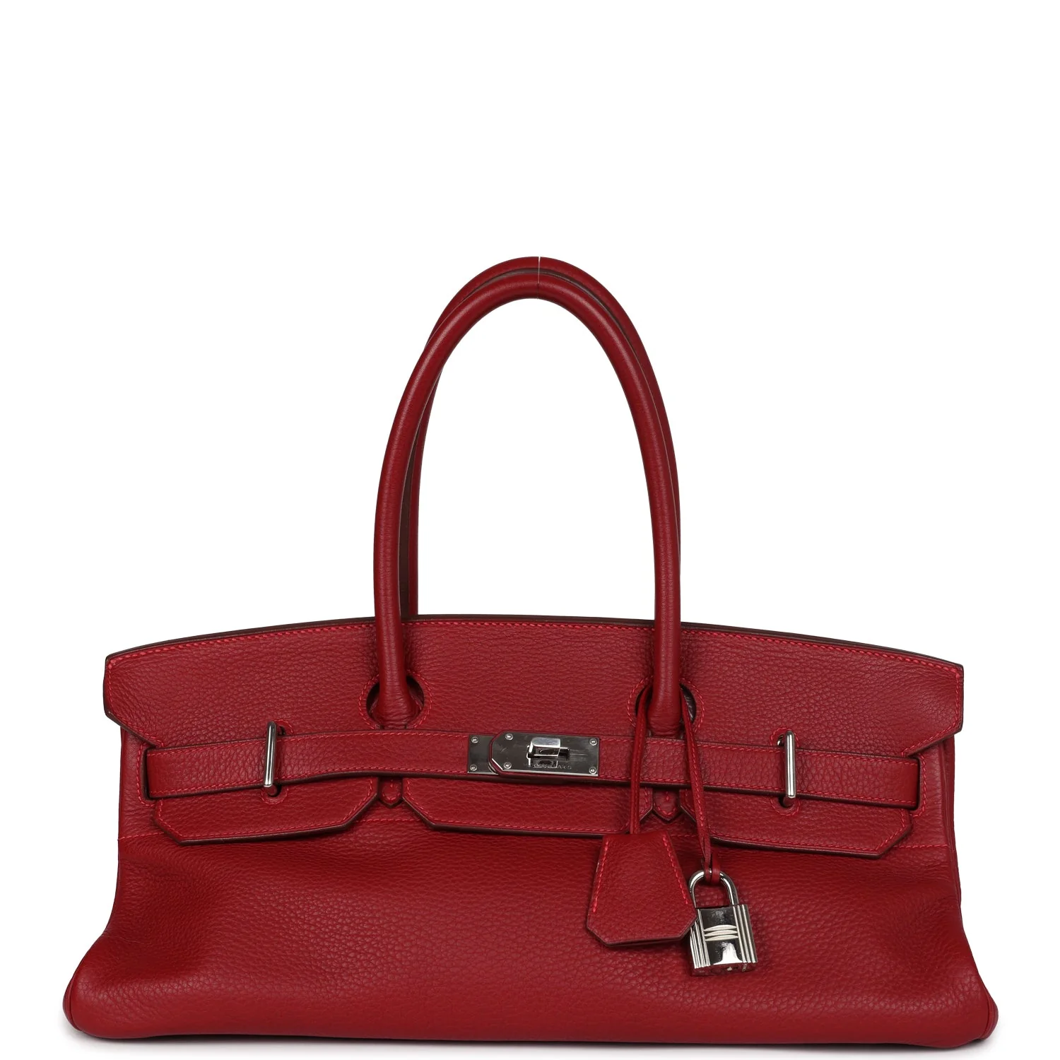 Replicate Hermes Shoulder Birkin 42 JPG Rouge Vif Clemence Palladium Hardware(1:1 replica)