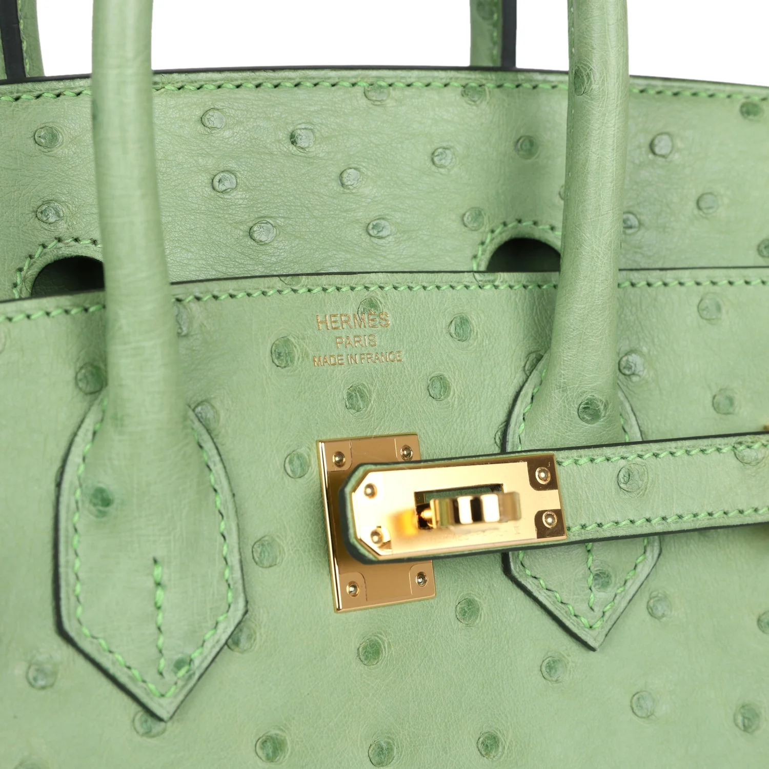 Replicate Hermes Birkin 25 Vert Criquet Ostrich Gold Hardware(1:1 replica)