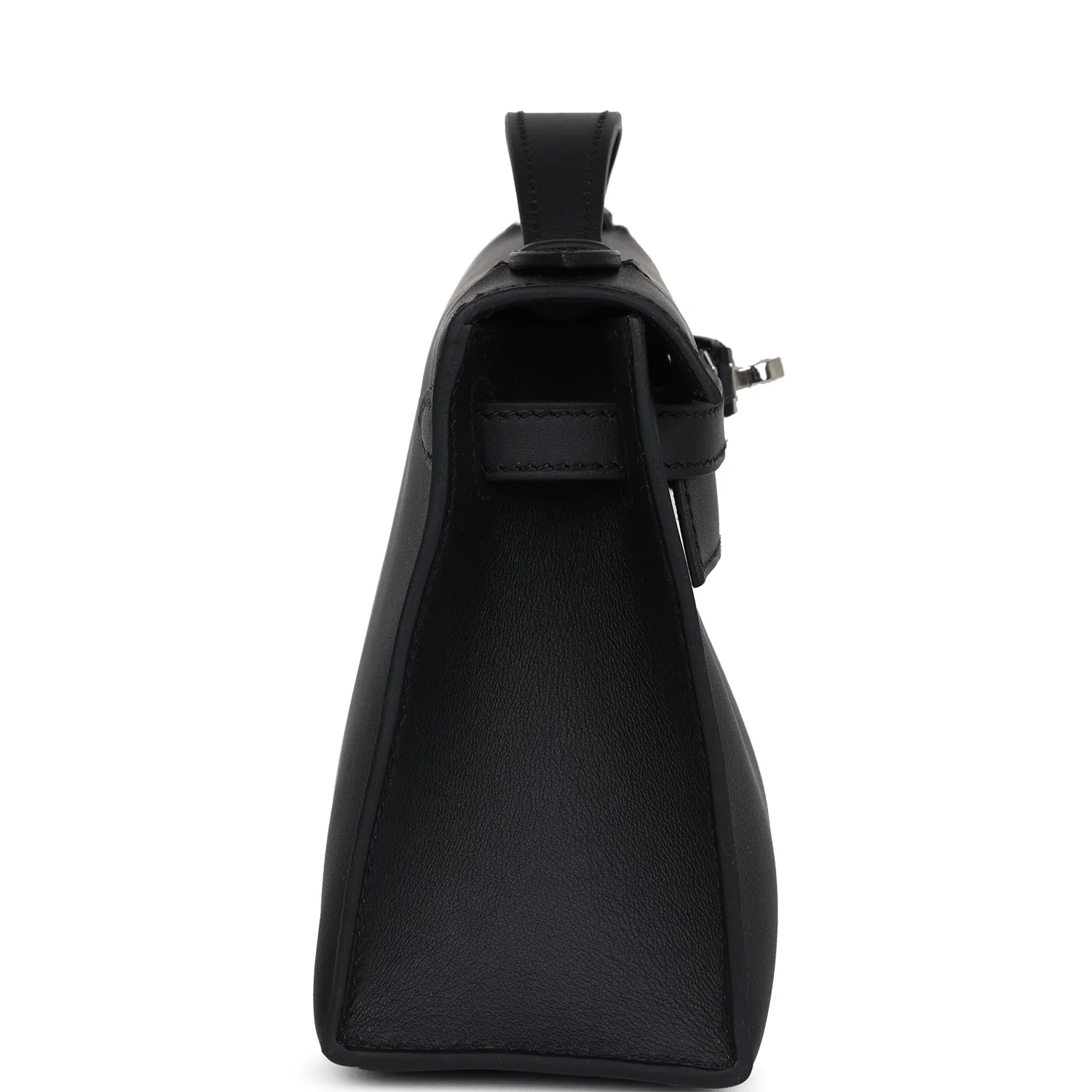 Replicate Hermes Kelly Pochette Black Swift Palladium Hardware(1:1 replica)