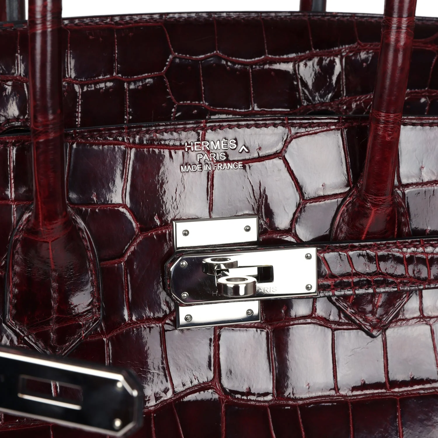 Replicate Hermes Birkin 35 Bordeaux Shiny Porosus Crocodile Palladium Hardware(1:1 replica)