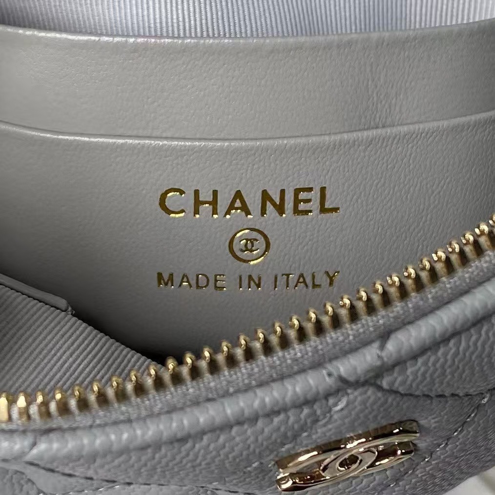 Replicate Chanel 24S AP4000 Mini Clutch With Chain Crossbody Bag Grey Caviar Light Gold Hardware(1:1 replica)