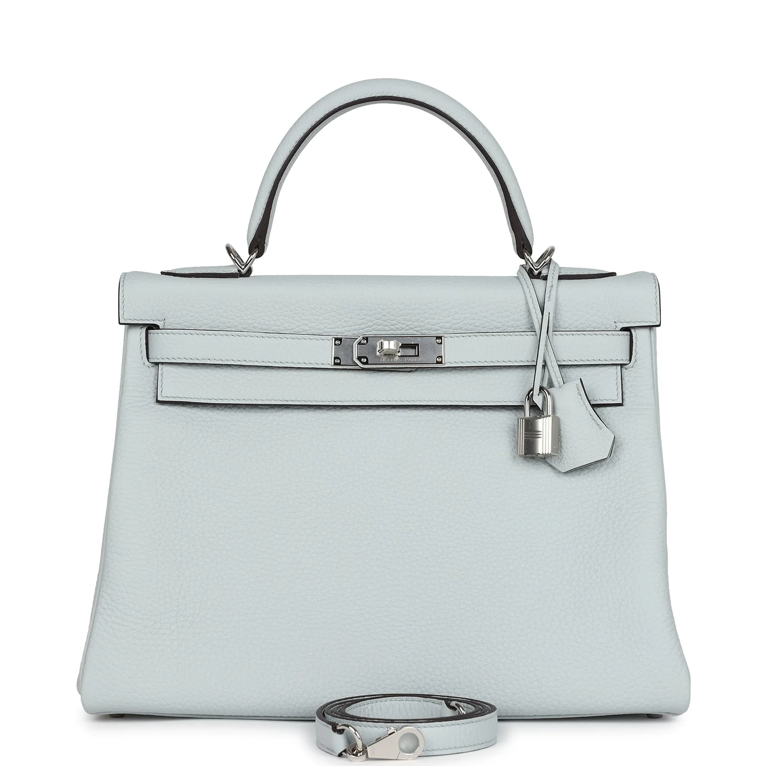 Replicate Hermes Kelly Retourne 32 Bleu Pale Clemence Palladium Hardware(1:1 replica)