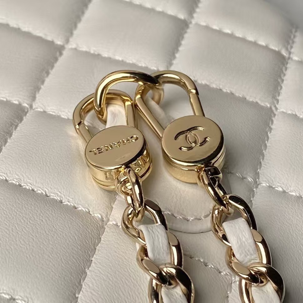 Replicate Chanel 24C AP3573 Mini Backpack Lambskin Gold Metal White(1:1 replica)