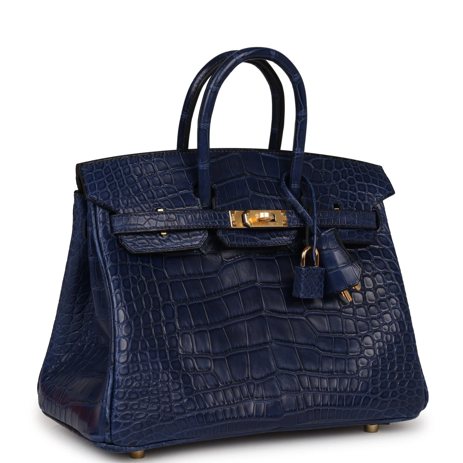 Replicate Hermes Birkin 25 Bleu Saphir Matte Alligator Gold Hardware(1:1 replica)
