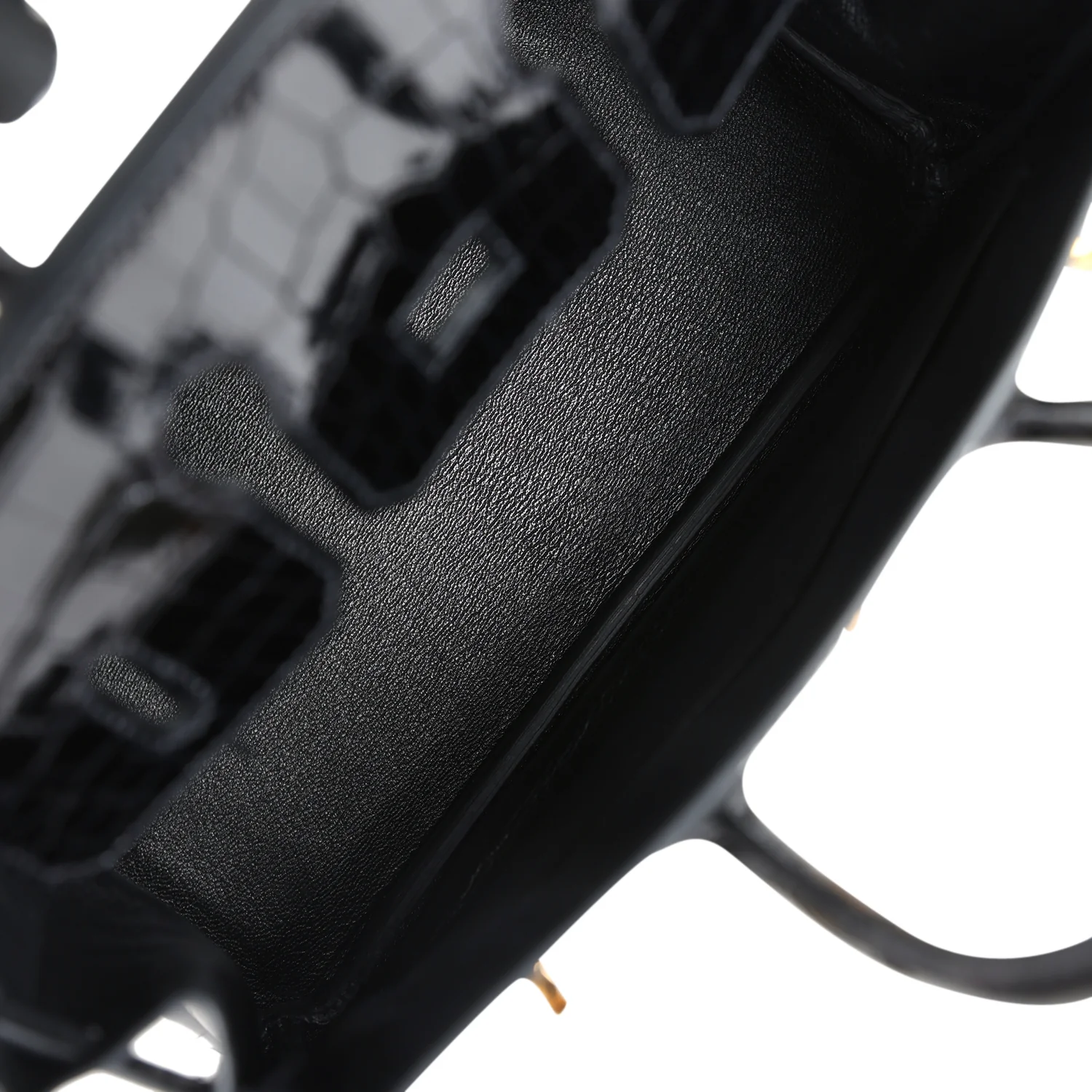 Replicate Hermes Birkin 25 Black Shiny Niloticus Crocodile Gold Hardware(1:1 replica)