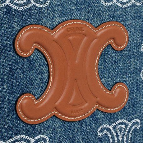 Replicate MINI BUCKET CUIR TRIOMPHE IN DENIM WITH TRIOMPHE ALL-OVER EMBROIDERY AND CALFSKIN(1:1 replica)
