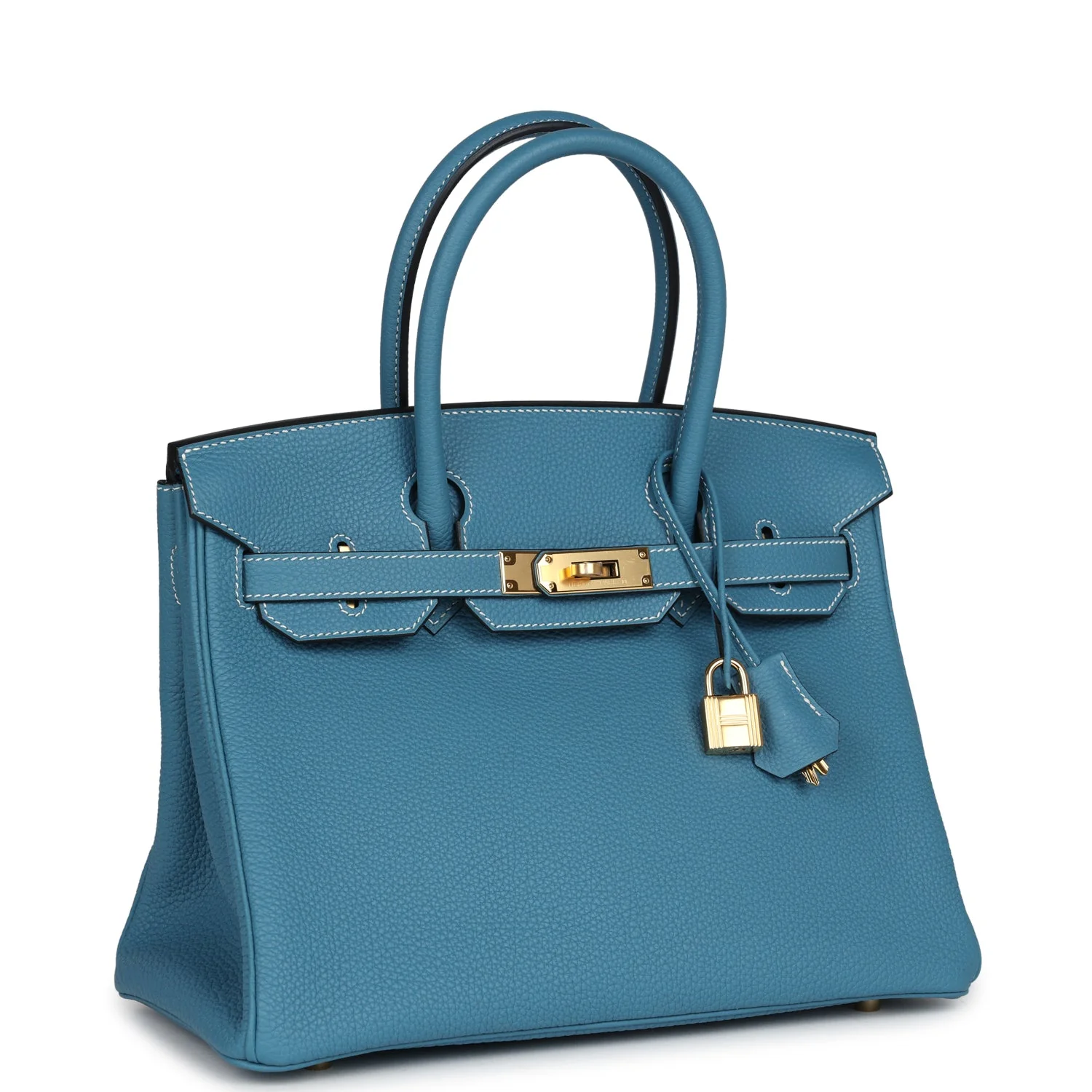 Replicate Hermes Birkin 30 Blue Jean Togo Gold Hardware(1:1 replica)