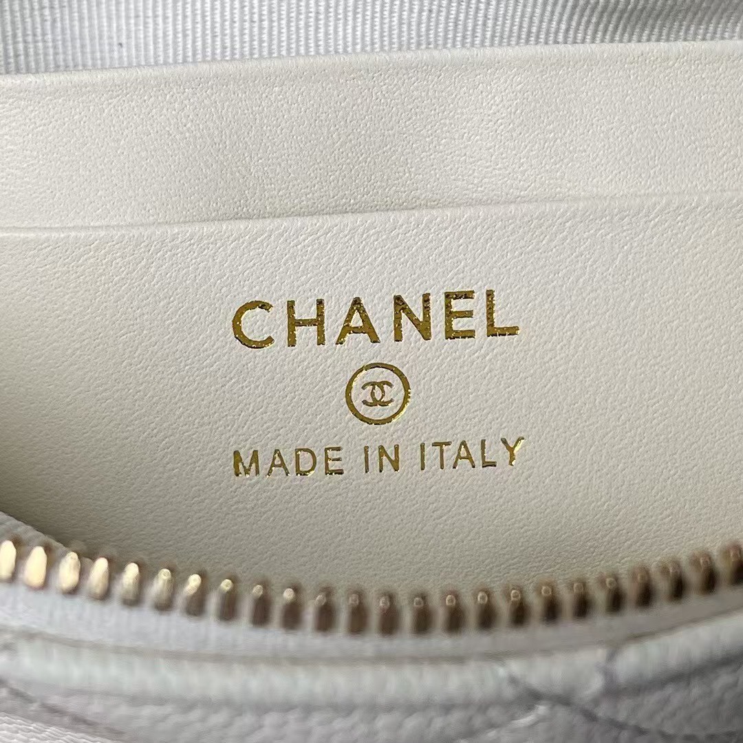 Replicate Chanel 24S AP4000 Mini Clutch With Chain Crossbody Bag White Caviar Light Gold Hardware(1:1 replica)