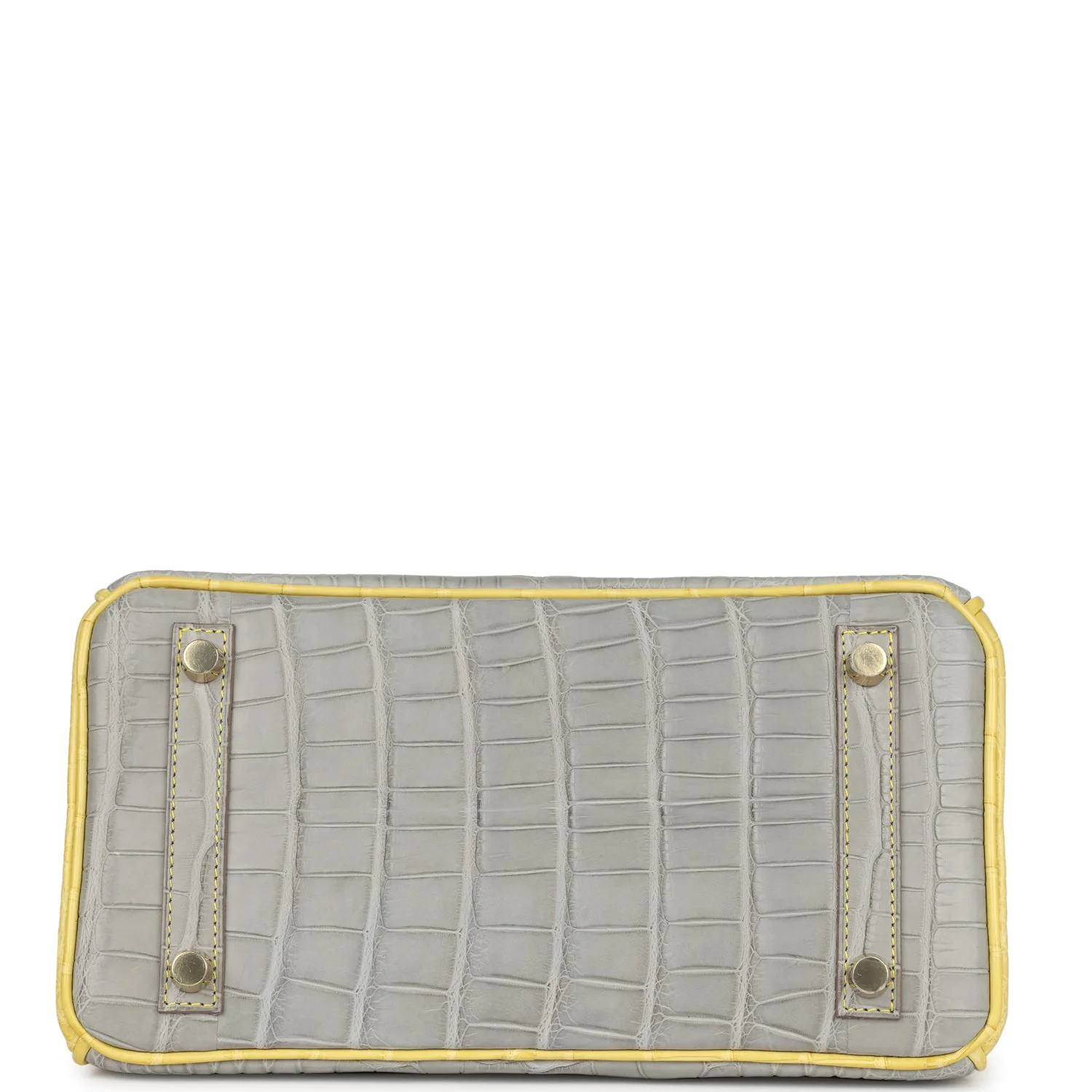 Replicate Hermes Special Order (HSS) Birkin 25 Gris Perle and Mimosa Matte Alligator Brushed Gold Hardware(1:1 replica)