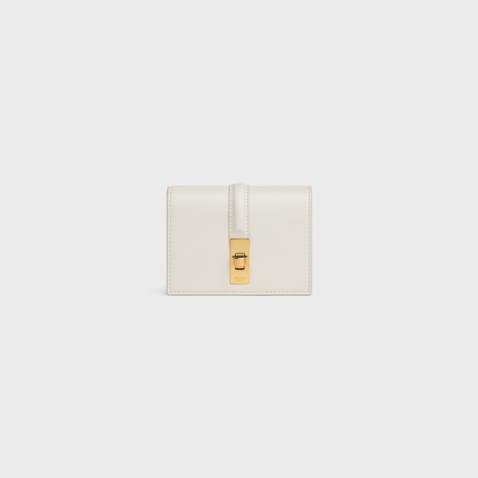 Replicate CARD HOLDER WITH FLAP 16 IN SATINATED CALFSKIN WHITE COTTON(1:1 replica)