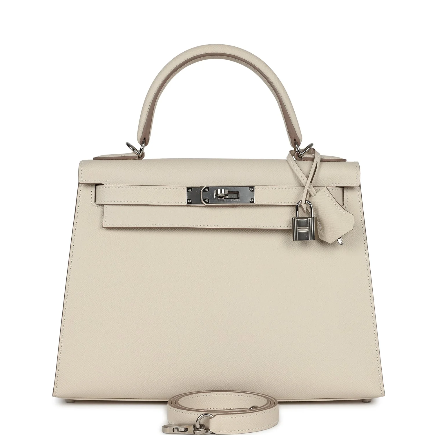 Replicate Hermes Kelly Sellier 28 Craie Epsom Palladium Hardware(1:1 replica)