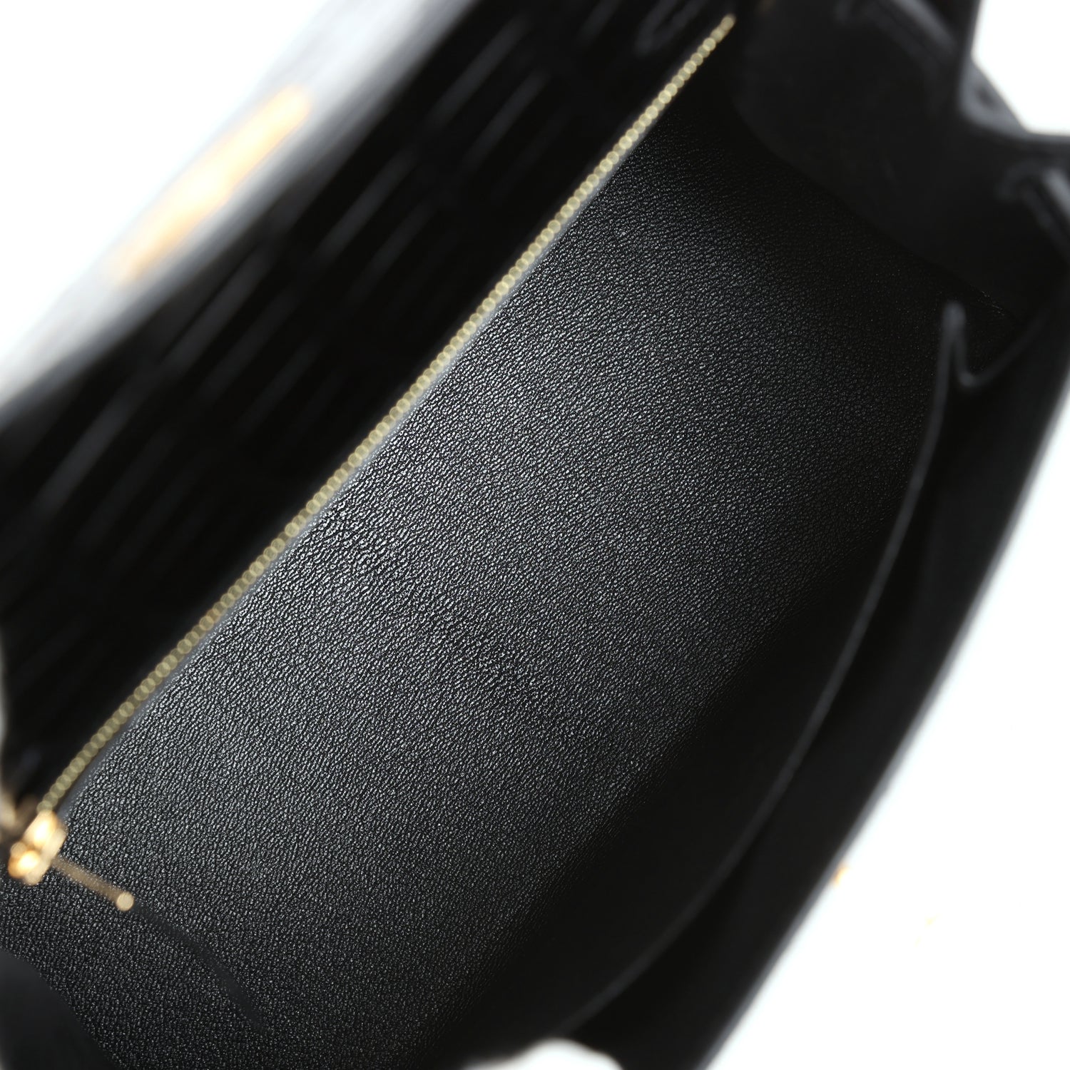 Replicate Hermes Kelly Sellier 25 Black Shiny Alligator Gold Hardware(1:1 replica)