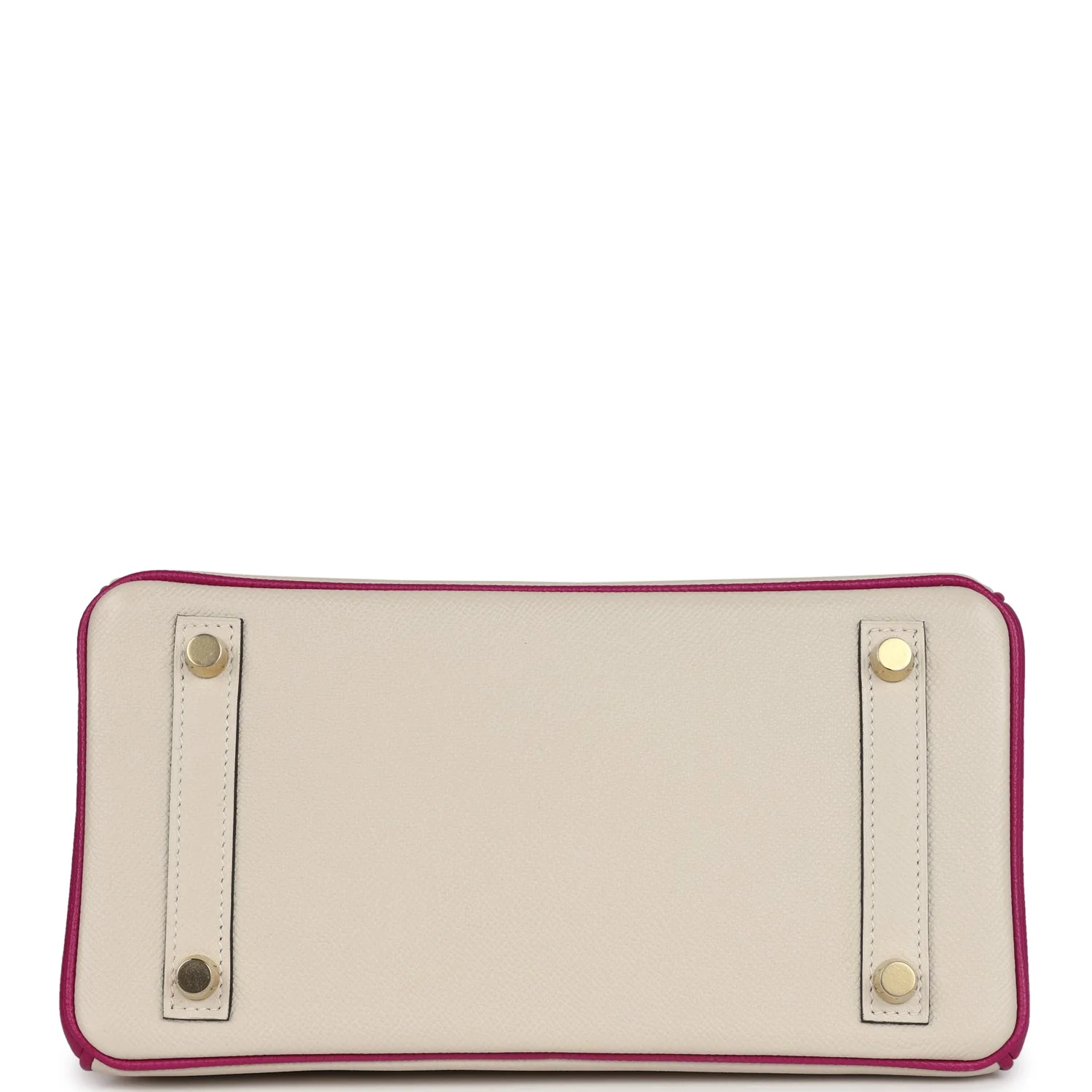 Replicate Hermes Special Order (HSS) Birkin Sellier 25 Craie and Rose Pourpre Epsom Brushed Gold Hardware(1:1 replica)