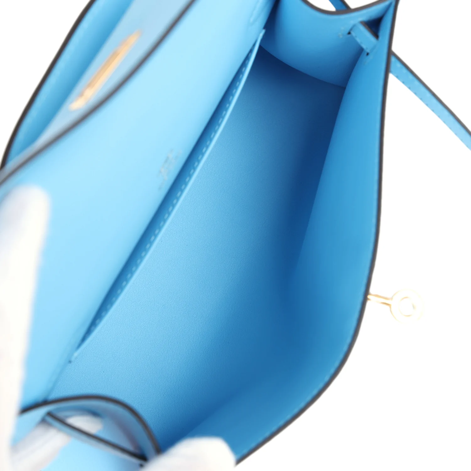 Replicate Hermes Kelly Pochette Celeste Swift Gold Hardware(1:1 replica)