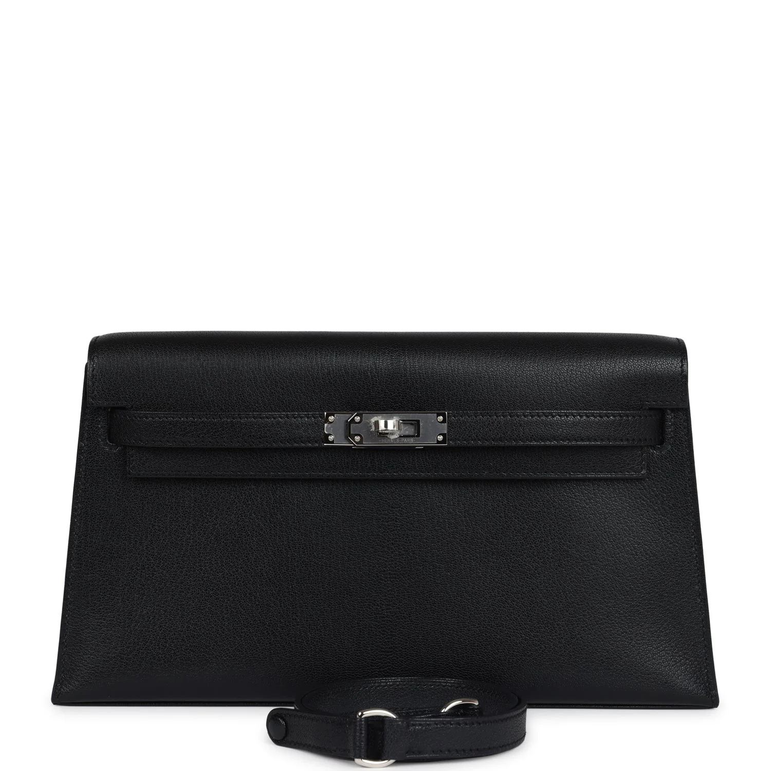 Replicate Hermes Kelly Elan Black Chevre Chamkila Palladium Hardware(1:1 replica)