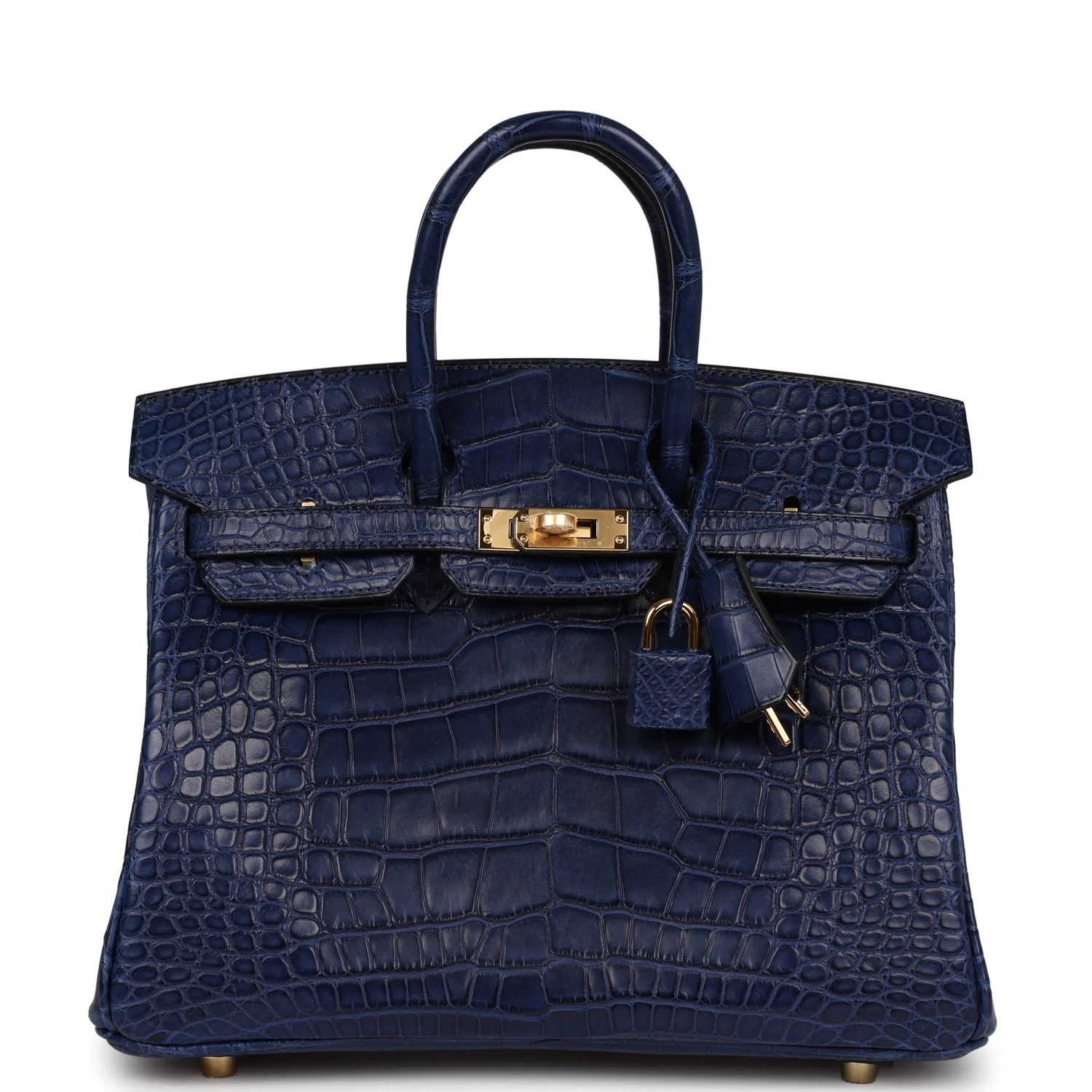 Replicate Hermes Birkin 25 Bleu Saphir Matte Alligator Gold Hardware(1:1 replica)