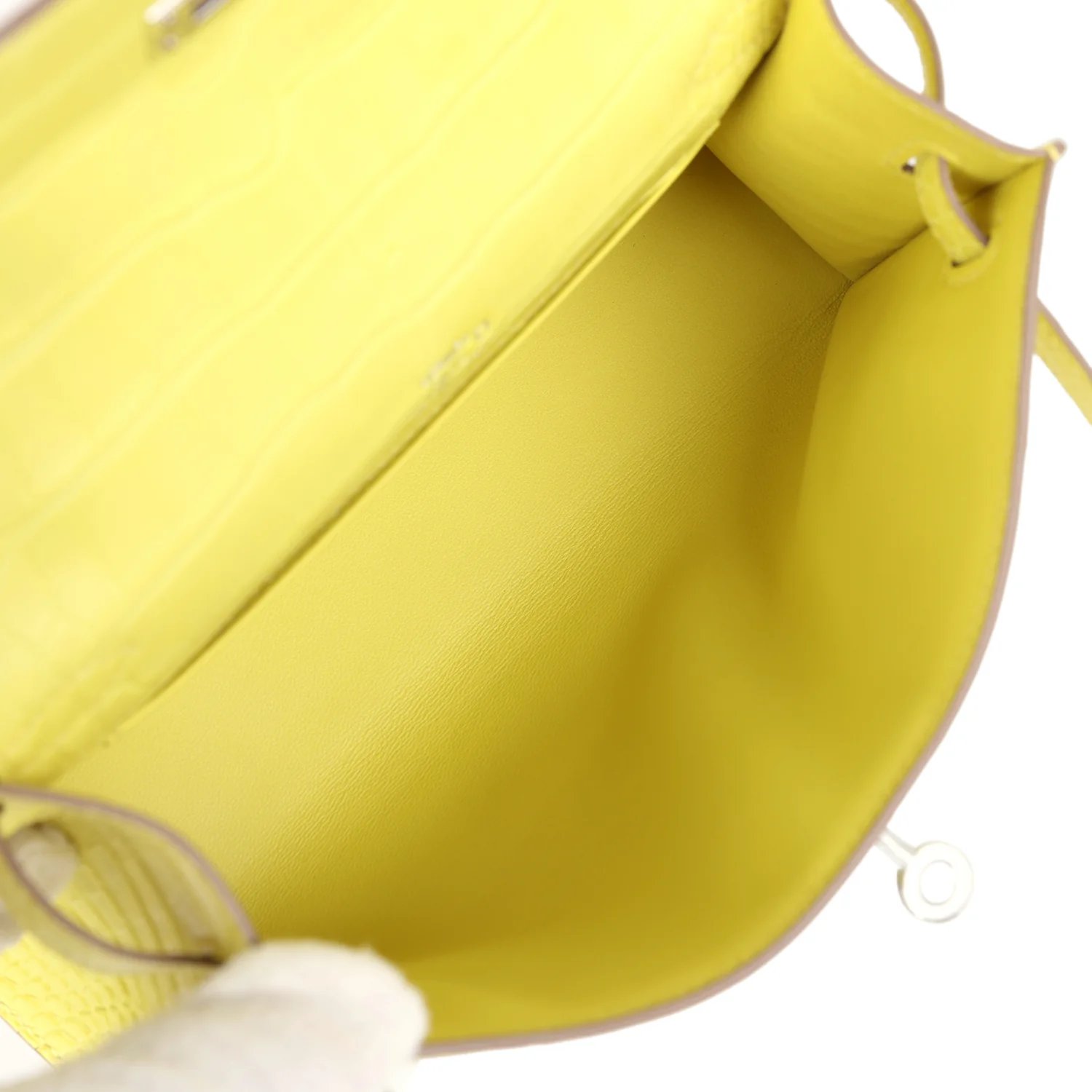 Replicate Hermes Kelly Pochette Lime Matte Alligator Palladium Hardware(1:1 replica)