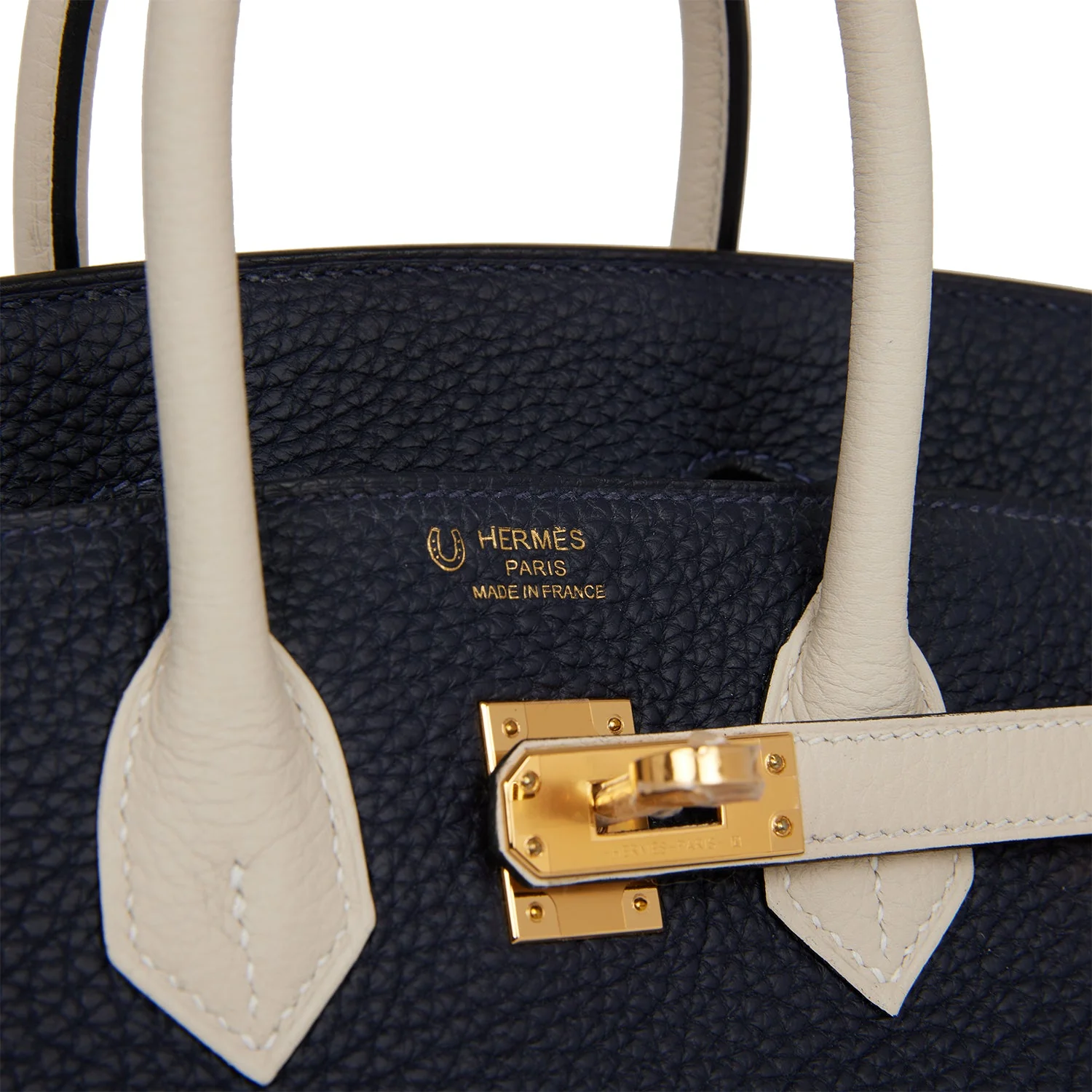 Replicate Hermes Special Order (HSS) Birkin 25 Bleu Nuit and Craie Togo Gold Hardware(1:1 replica)