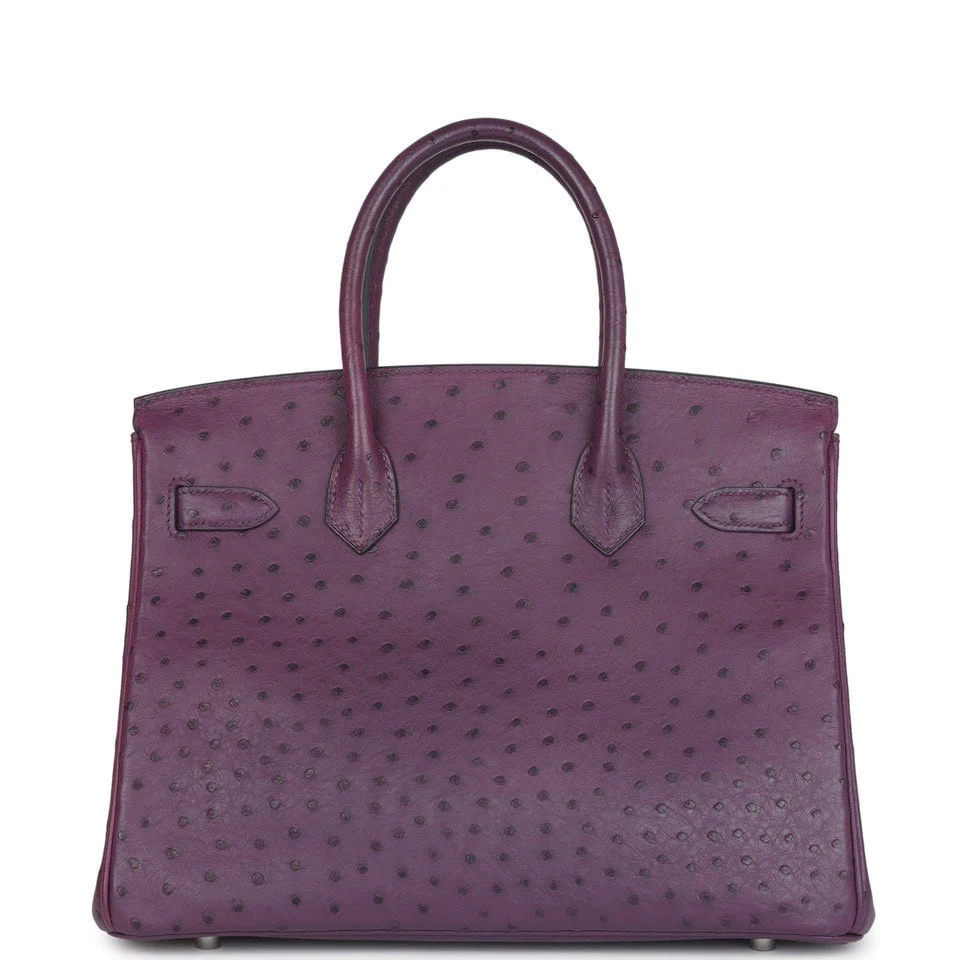 Replicate Hermes Birkin 30 Violet Ostrich Palladium Hardware(1:1 replica)