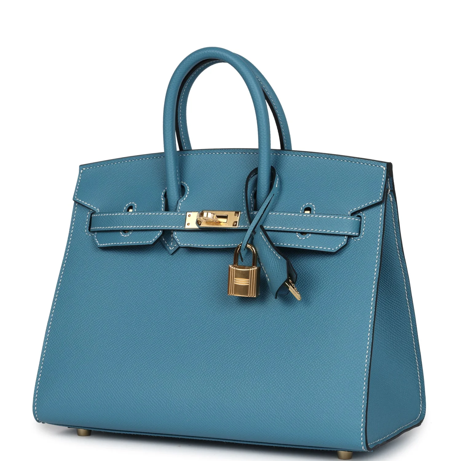Replicate Hermes Birkin Sellier 25 Blue Jean Epsom Gold Hardware(1:1 replica)