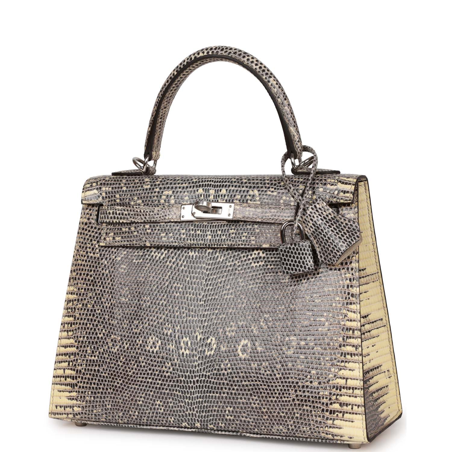 Replicate Hermes Kelly Sellier 25 Ombre Varanus Salvator Lizard Palladium Hardware(1:1 replica)