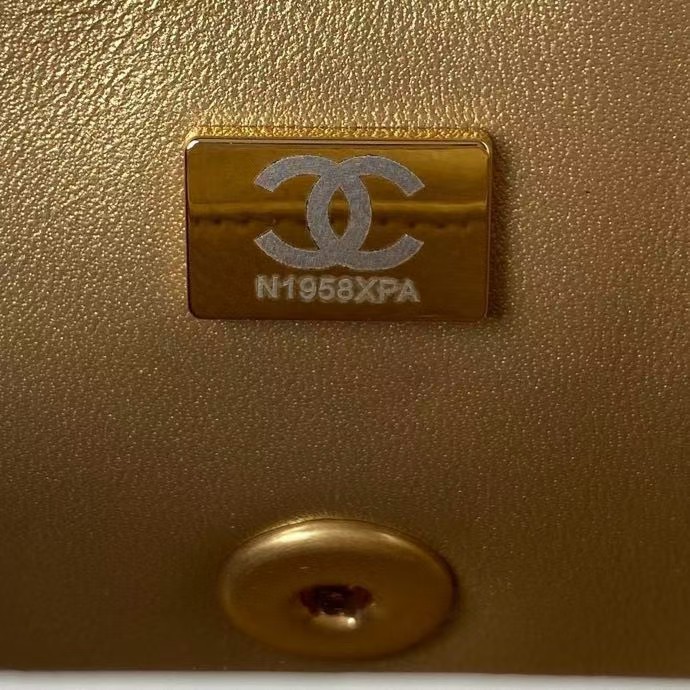 Replicate Chanel 23K AS1787 Mini Pearl Embossed Rectangular Flap Bag Lambskin Brushed Metal Hardware White(1:1 replica)