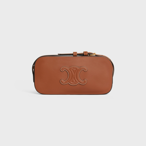 Replicate MINI CAMERA SHOULDER BAG CUIR TRIOMPHE IN SMOOTH CALFSKIN TAN(1:1 replica)