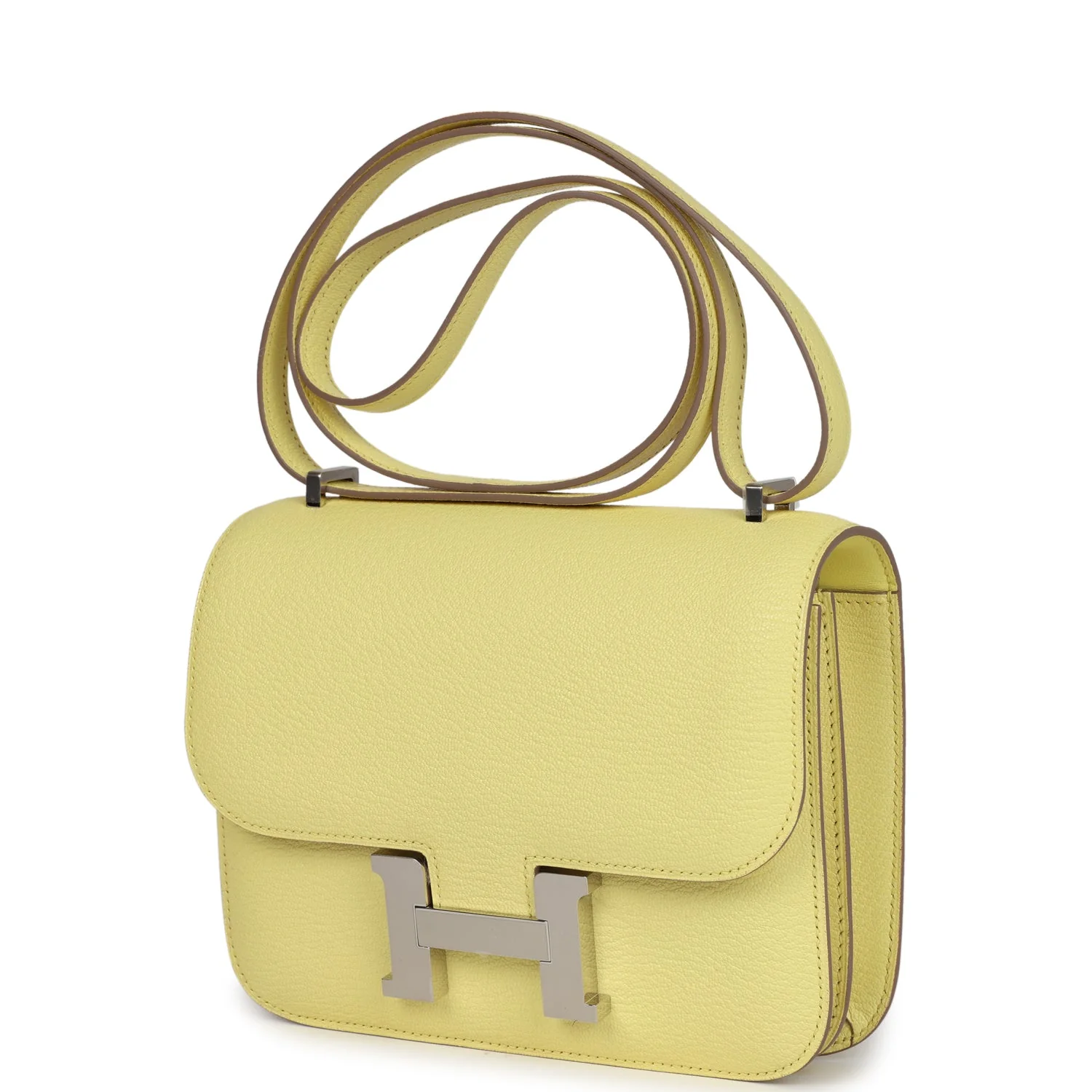 Replicate Hermes Constance 18 Limoncello Chevre Mysore Palladium Hardware(1:1 replica)
