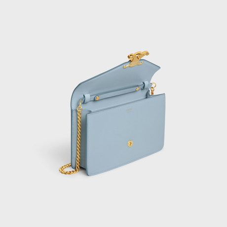 Replicate WALLET ON CHAIN MARGO IN SHINY CALFSKIN PALE BLUE(1:1 replica)