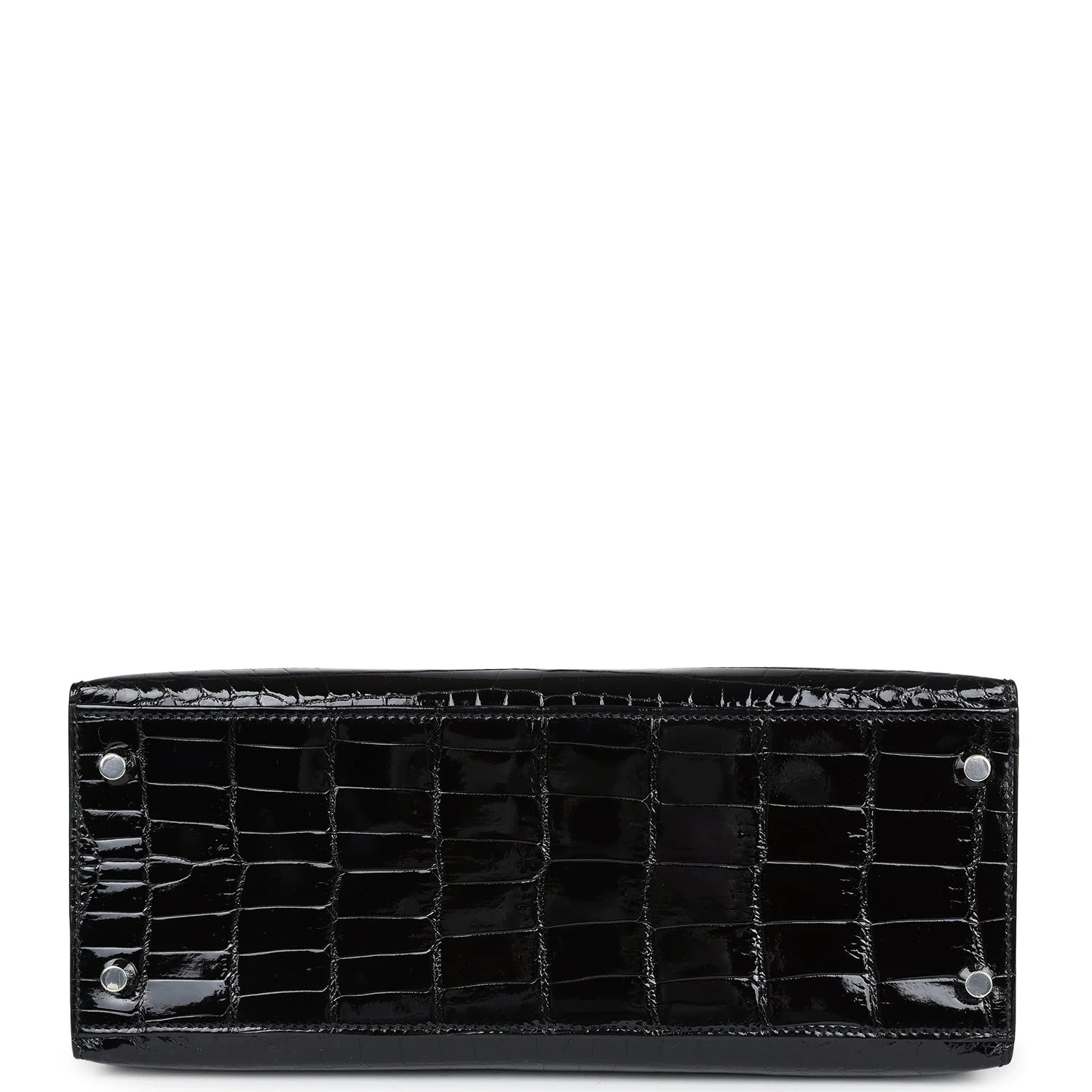 Replicate Hermes Kelly Sellier 28 Black Shiny Niloticus Crocodile Palladium Hardware(1:1 replica)