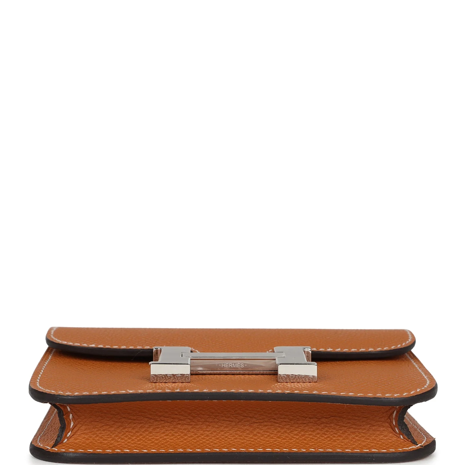 Replicate Hermes Constance Slim Wallet Toffee Epsom Palladium Hardware(1:1 replica)