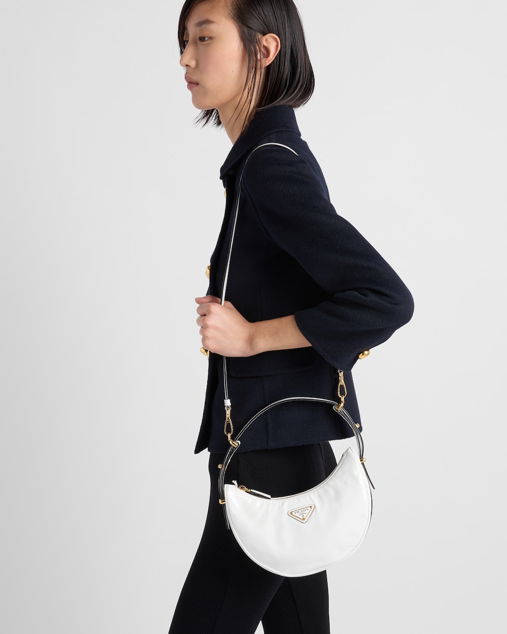 Replicate Prada Arqué Naplak Patent Leather Shoulder Bag(1:1 replica)