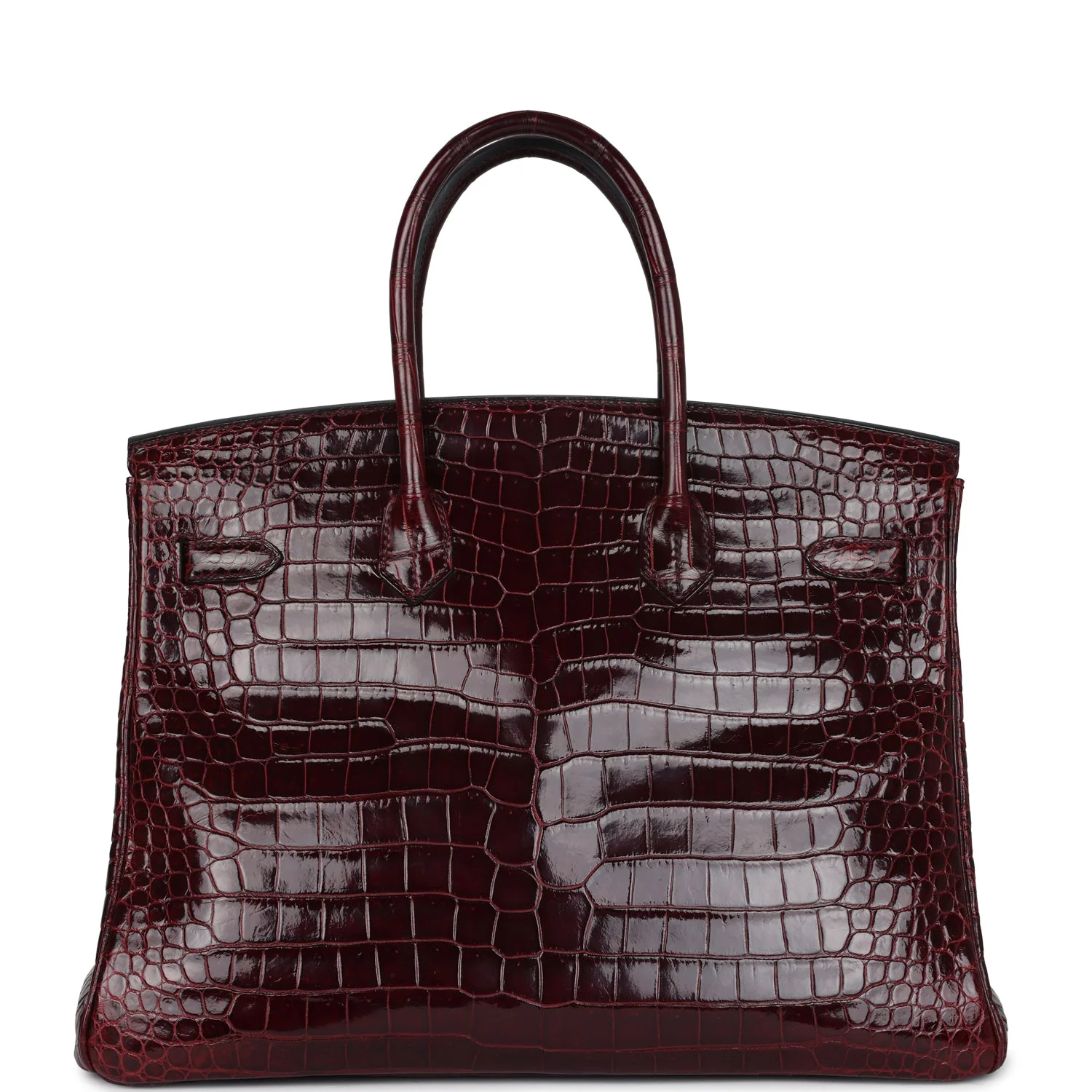 Replicate Hermes Birkin 35 Bordeaux Shiny Porosus Crocodile Palladium Hardware(1:1 replica)