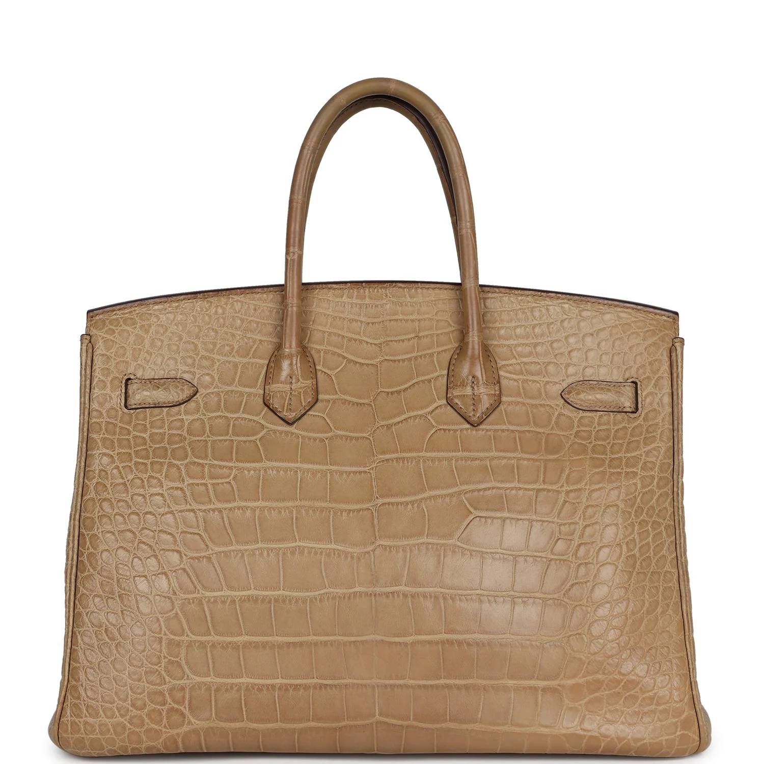 Replicate Hermes Birkin 35 Poussiere Matte Alligator Palladium Hardware(1:1 replica)