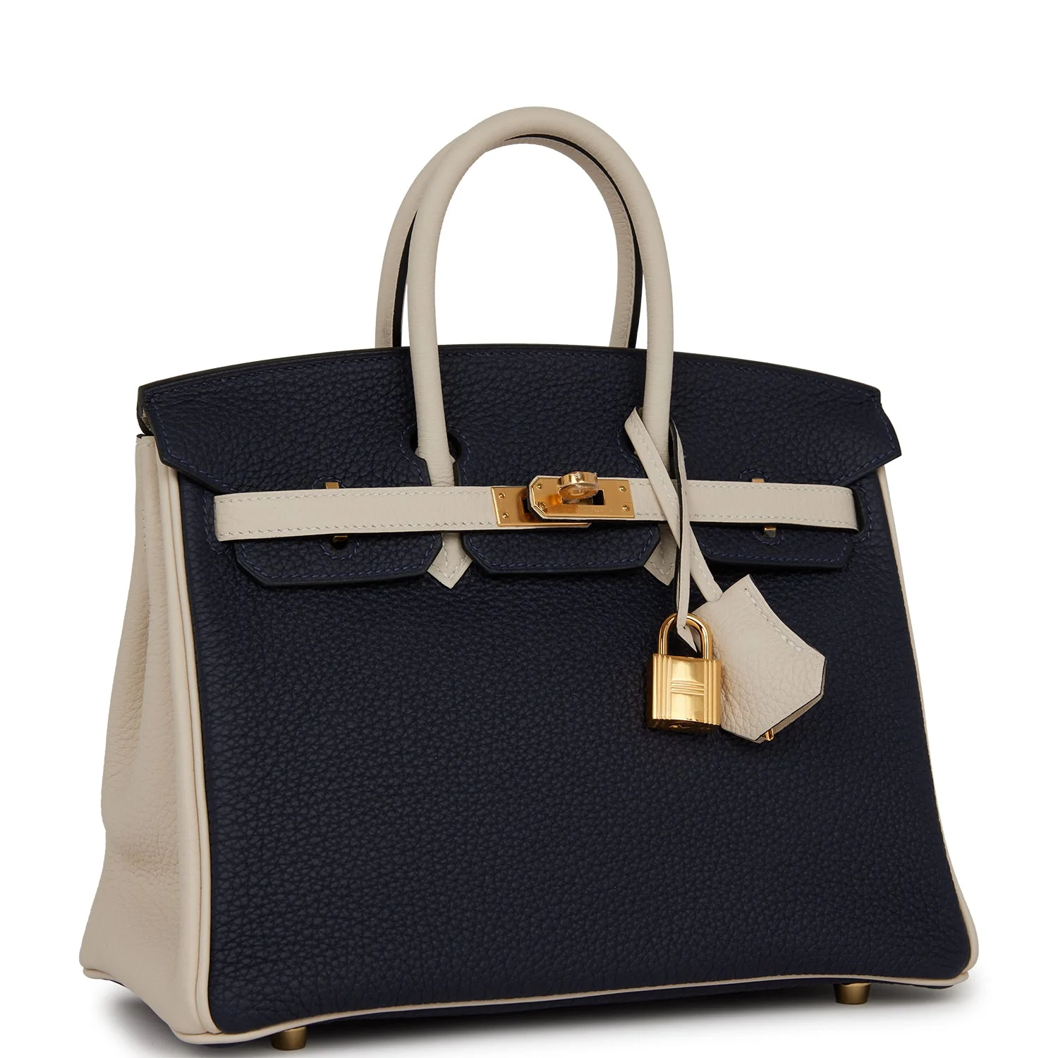 Replicate Hermes Special Order (HSS) Birkin 25 Bleu Nuit and Craie Togo Gold Hardware(1:1 replica)