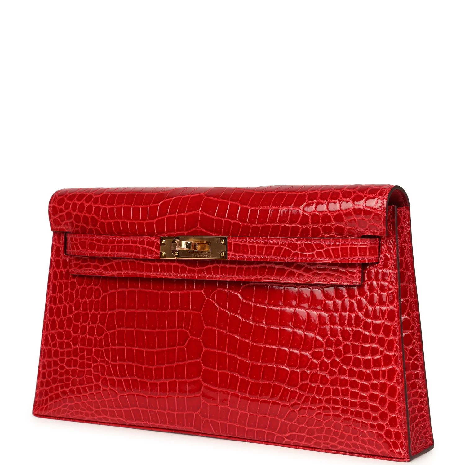 Replicate Hermes Kelly Elan Braise Shiny Porosus Crocodile Gold Hardware(1:1 replica)