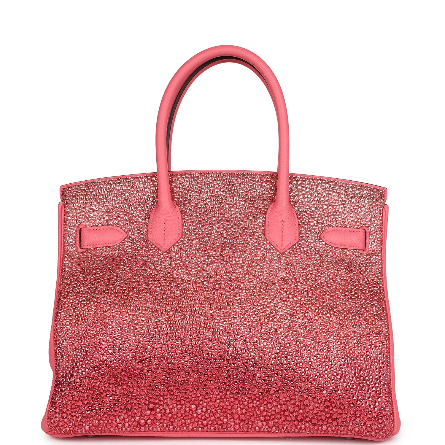 Replicate Custom Ombre Swarovski Crystal Hermes Birkin 30 Rose Azalee Clemence Palladium Hardware(1:1 replica)