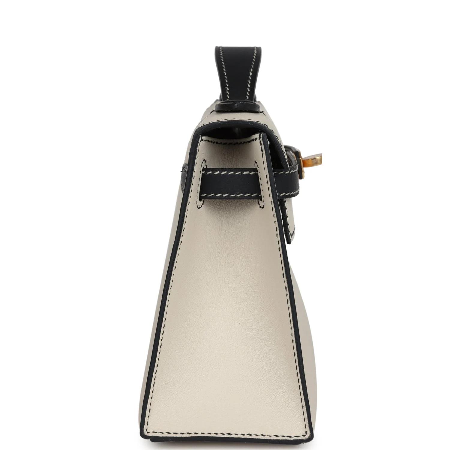 Replicate Hermes Special Order (HSS) Kelly Pochette Beton and Black Swift Gold Hardware(1:1 replica)