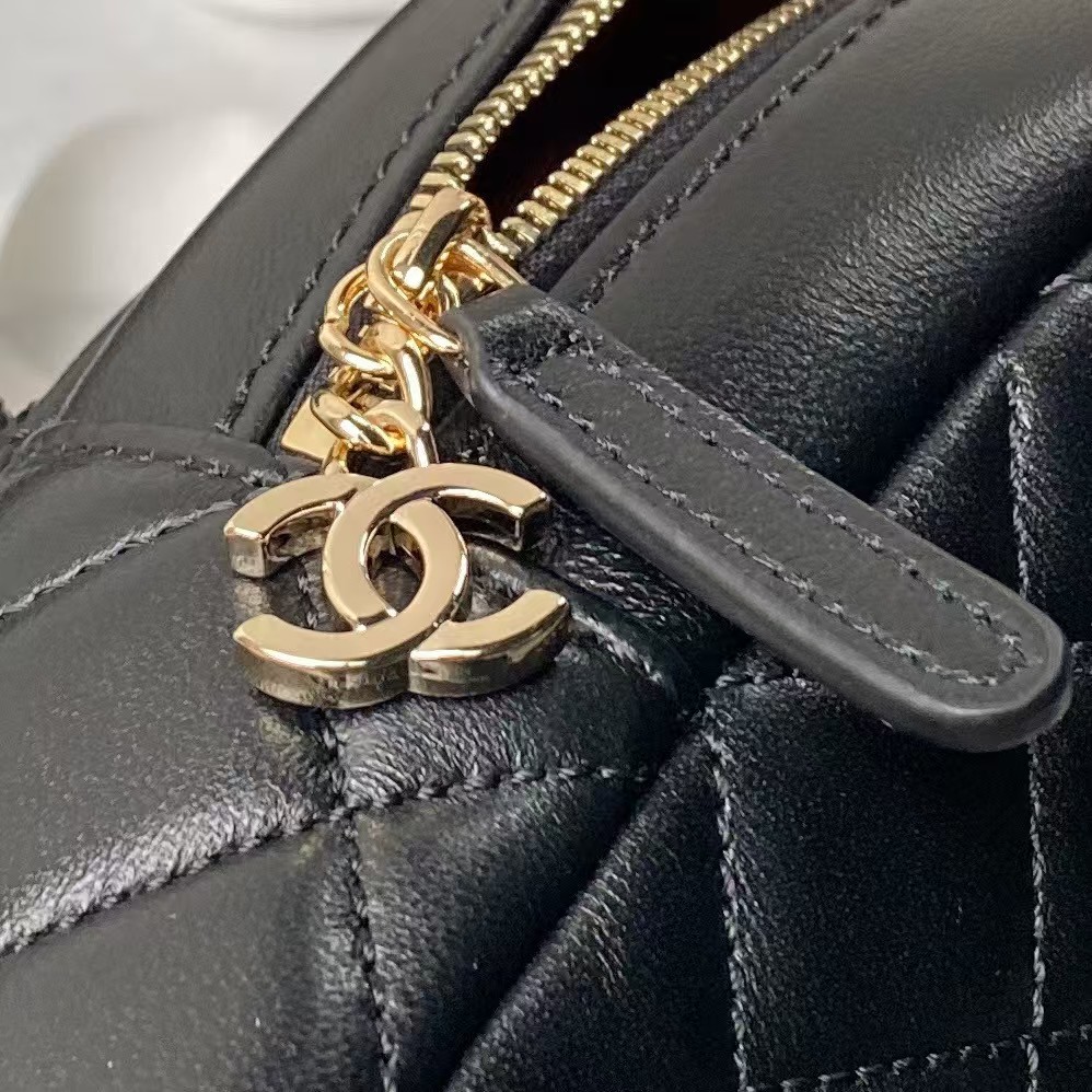 Replicate Chanel 24C AP3573 Mini Backpack Lambskin Gold Metal Black(1:1 replica)