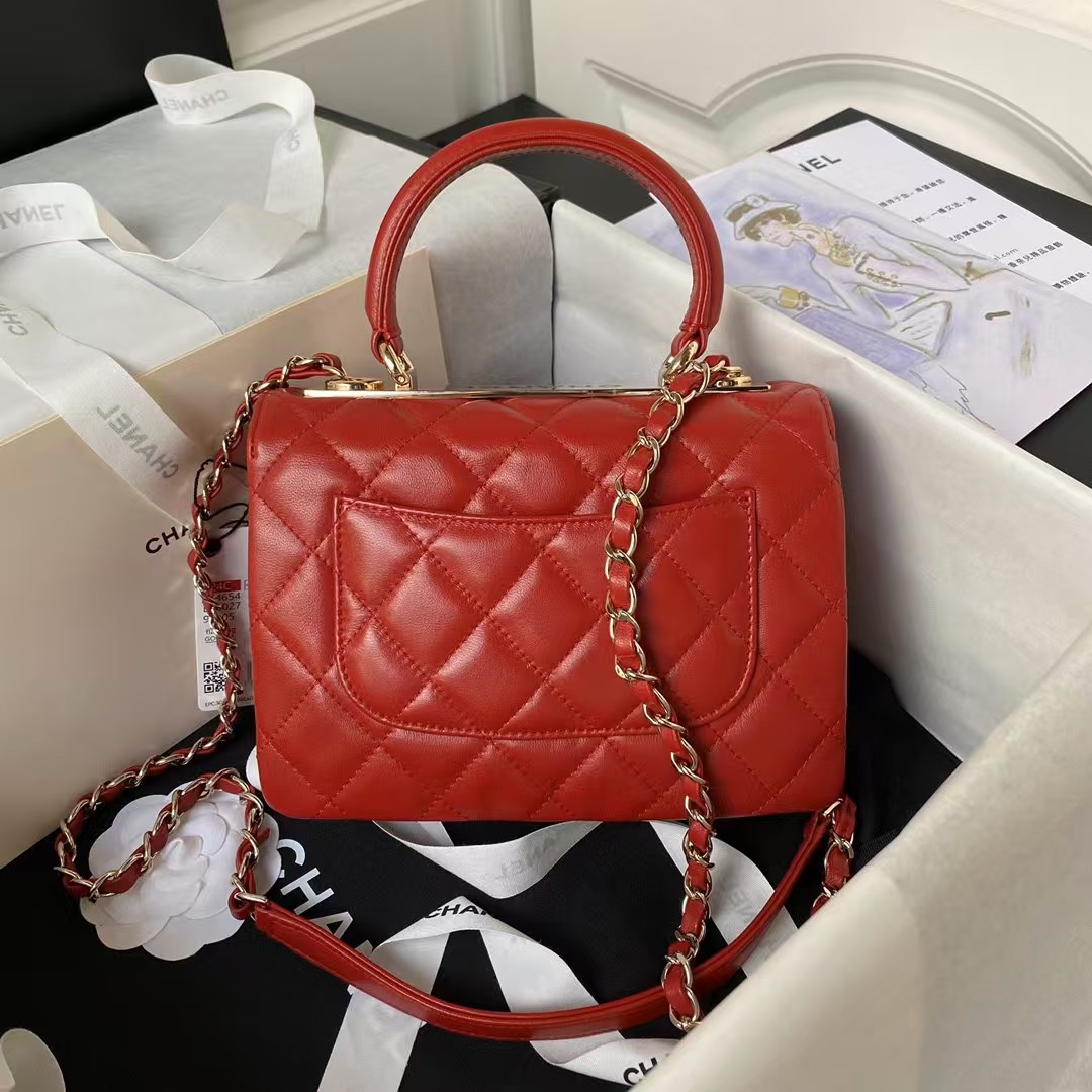Replicate Chanel AS4654 Mini Fashion CC Flap Bag Red Lambskin Light Gold Hardware(1:1 replica)