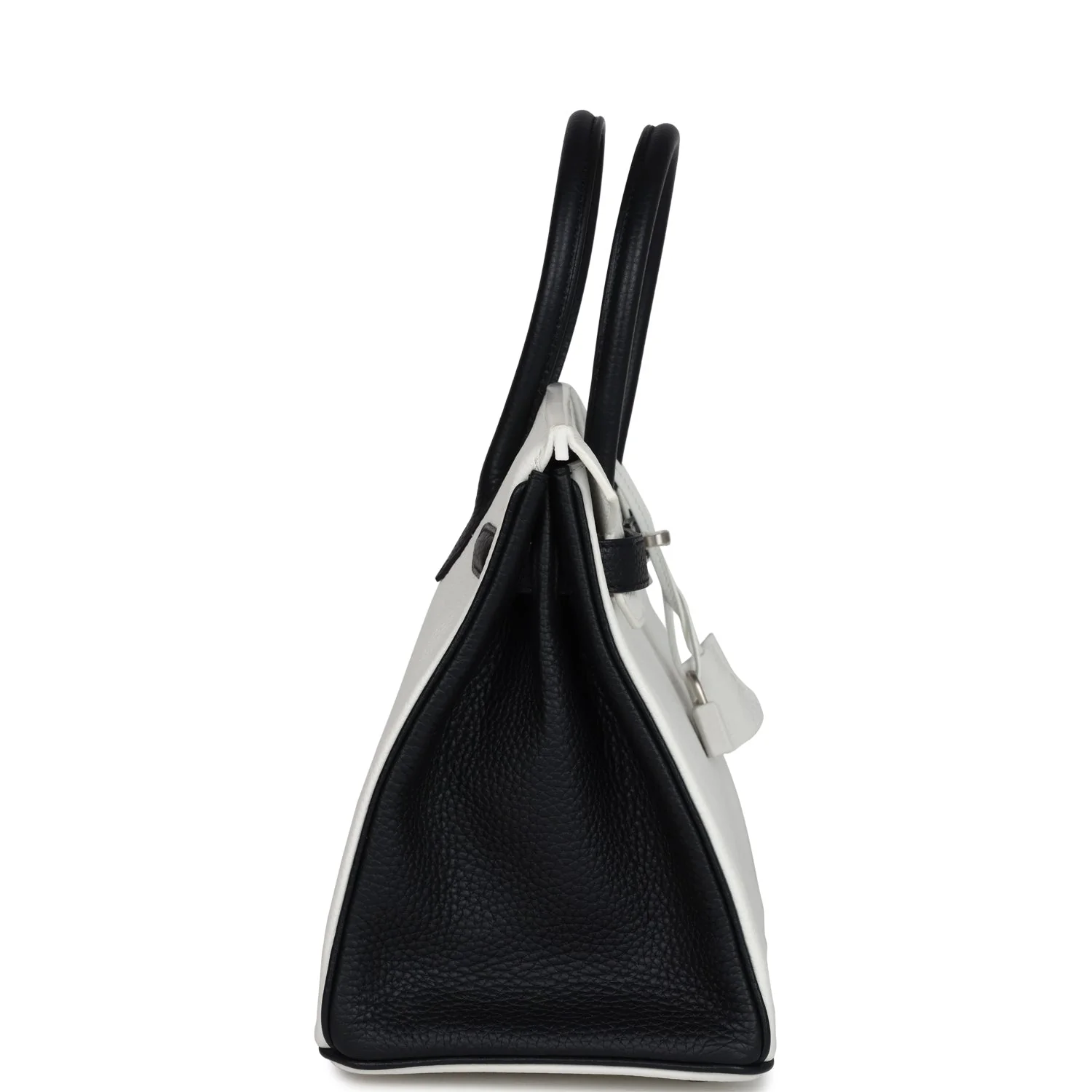 Replicate Hermes Special Order (HSS) Birkin 30 White and Black Clemence Brushed Palladium Hardware(1:1 replica)