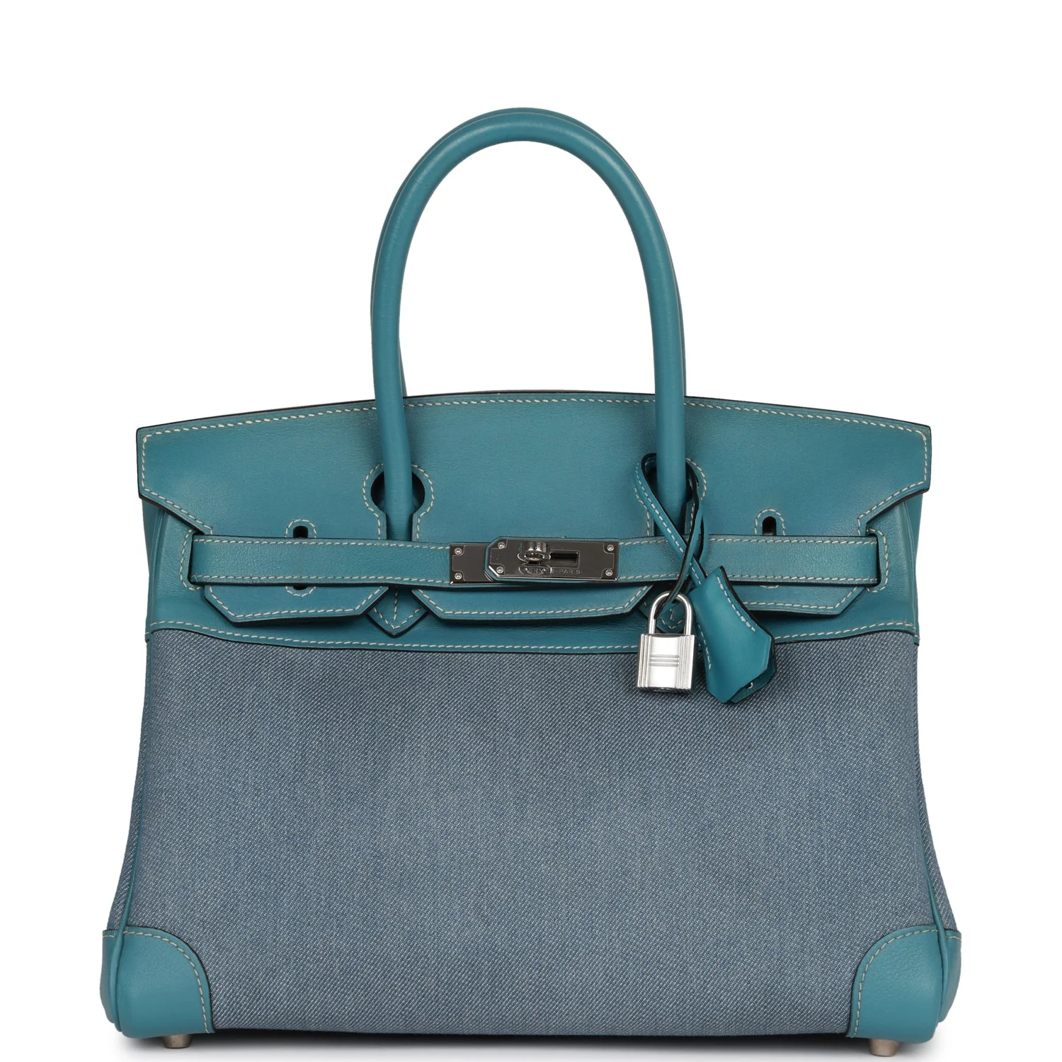 Replicate Vintage Hermes Birkin 30 Denim and Blue Jean Gulliver Palladium Hardware(1:1 replica)