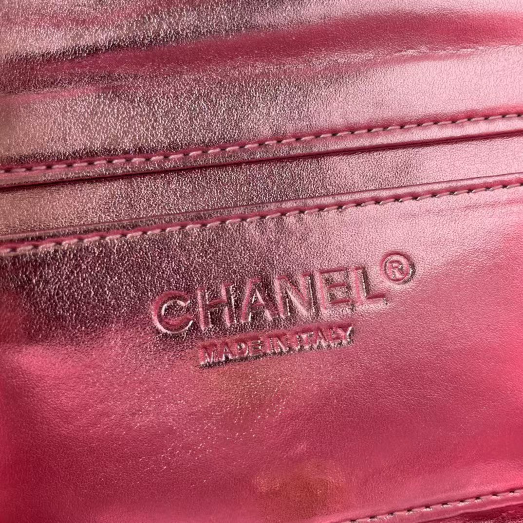 Replicate Chanel 24B AS5129 Metallic Lambskin Butterfly Evening Bag Metallic Pink(1:1 replica)