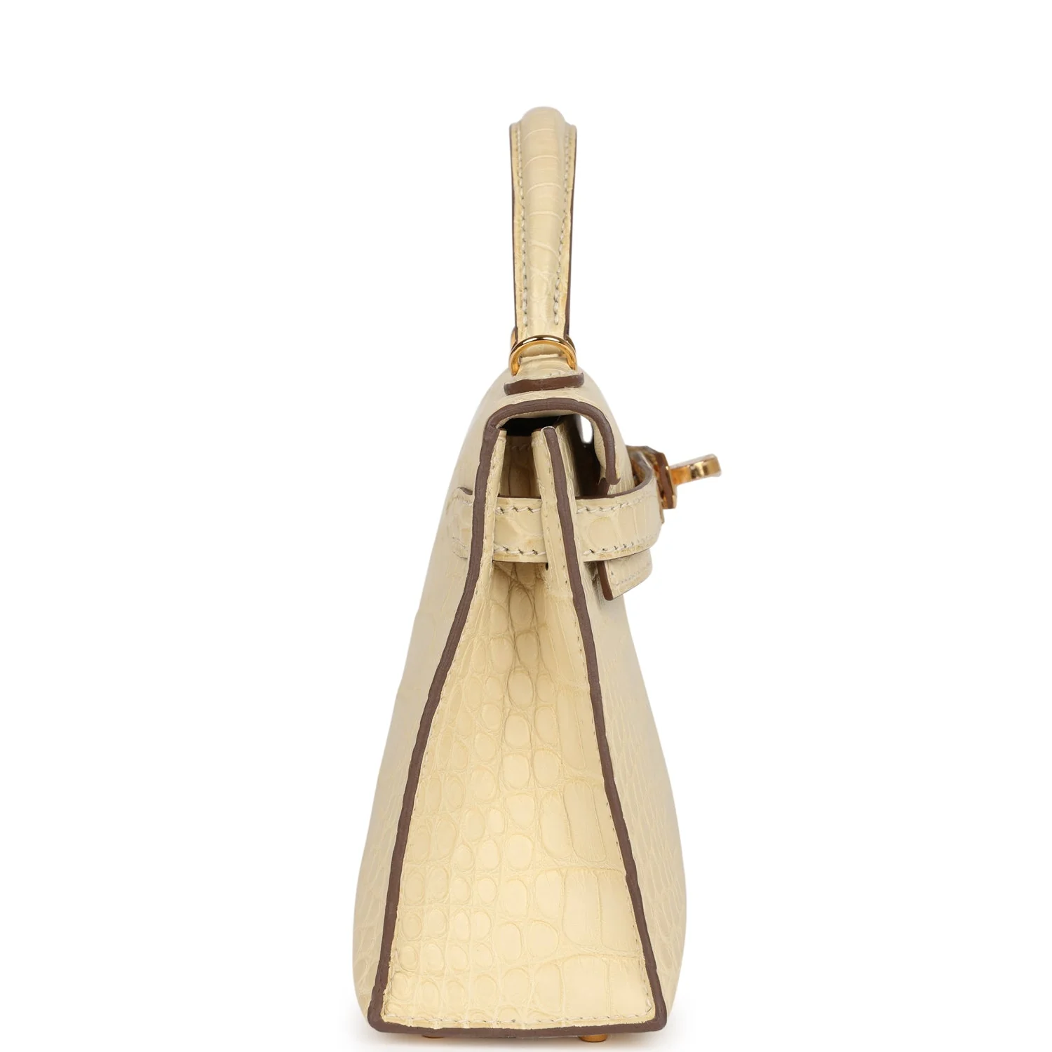 Replicate Hermes Kelly Sellier 20 Vanille Matte Alligator Gold Hardware(1:1 replica)