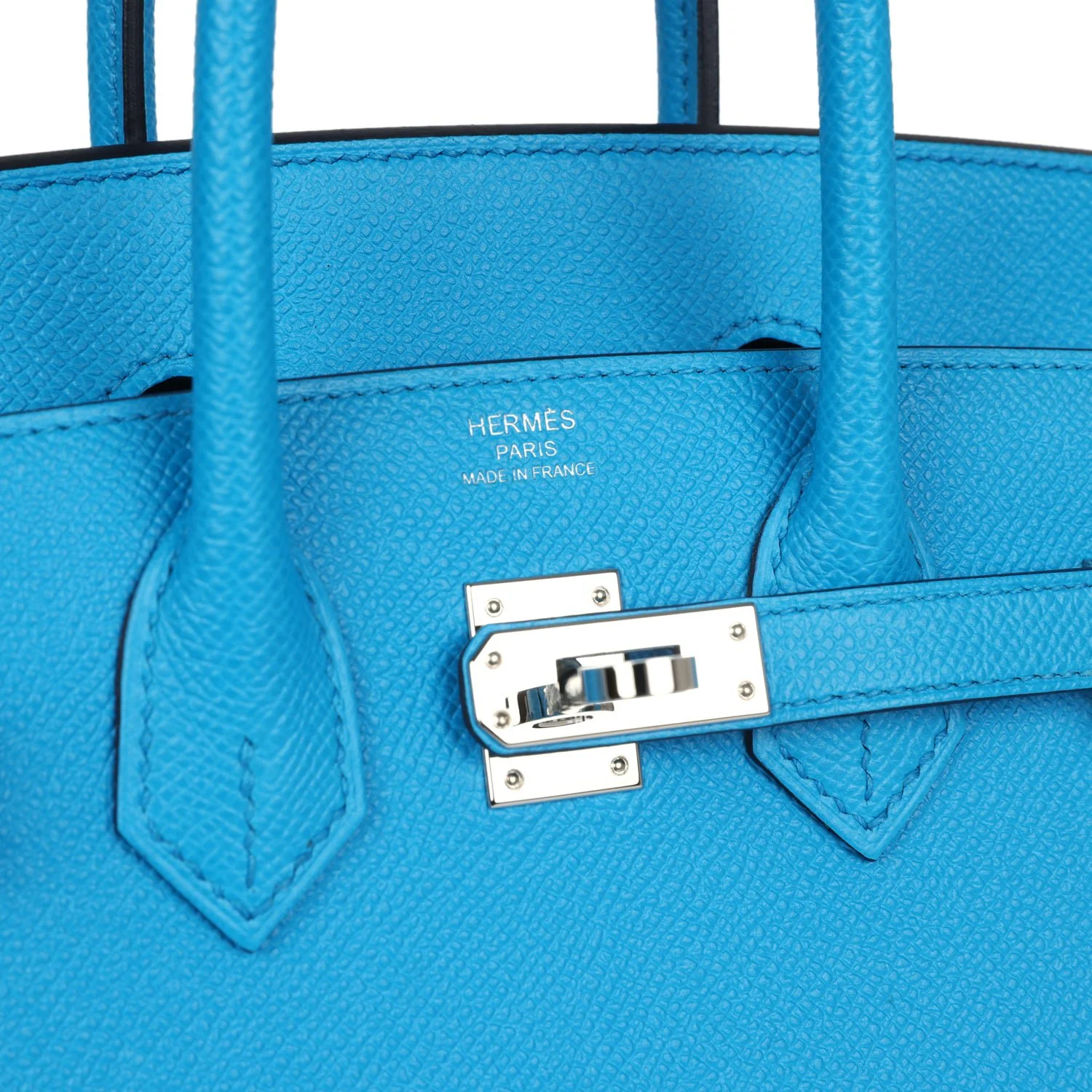 Replicate Hermes Birkin Sellier 25 Bleu Frida Epsom Palladium Hardware(1:1 replica)