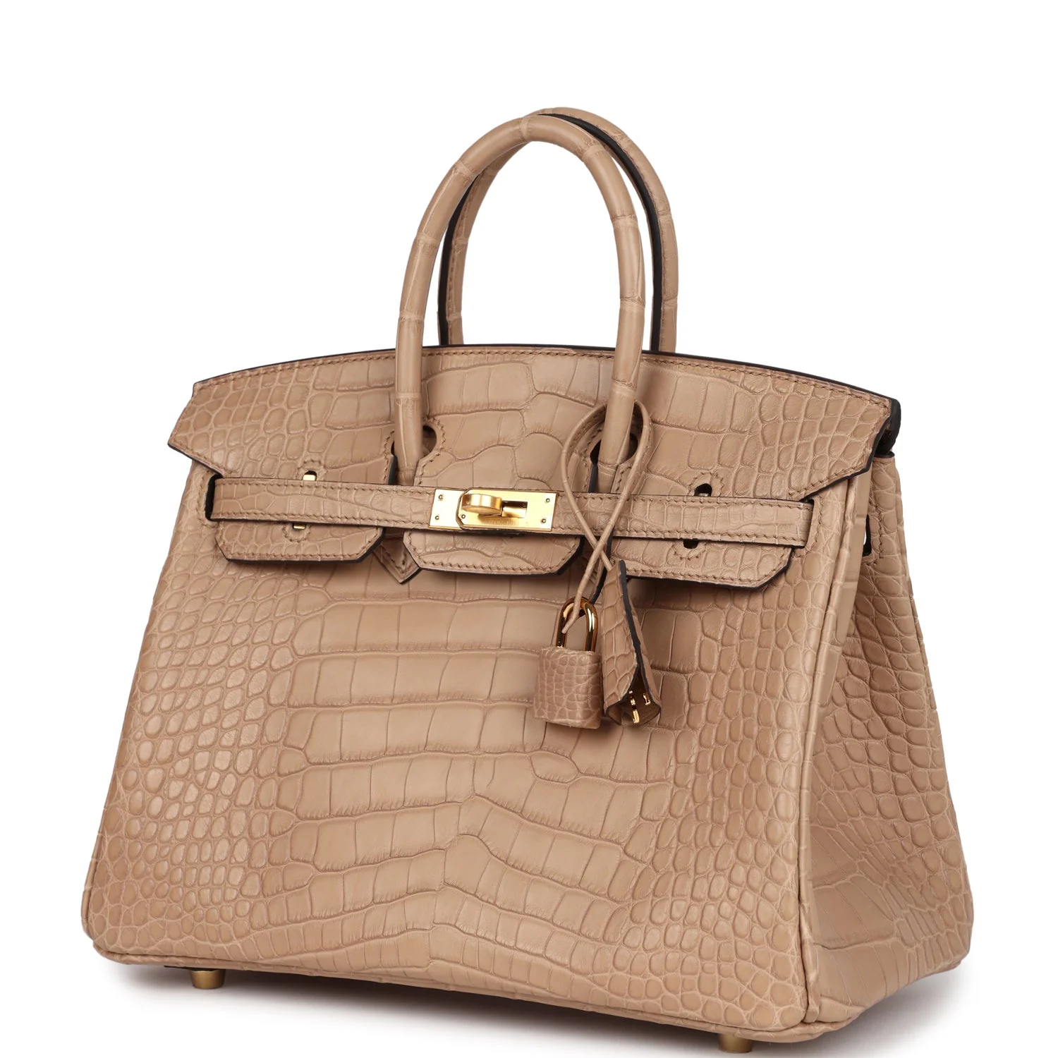 Replicate Hermes Birkin 25 Chai Matte Alligator Gold Hardware(1:1 replica)