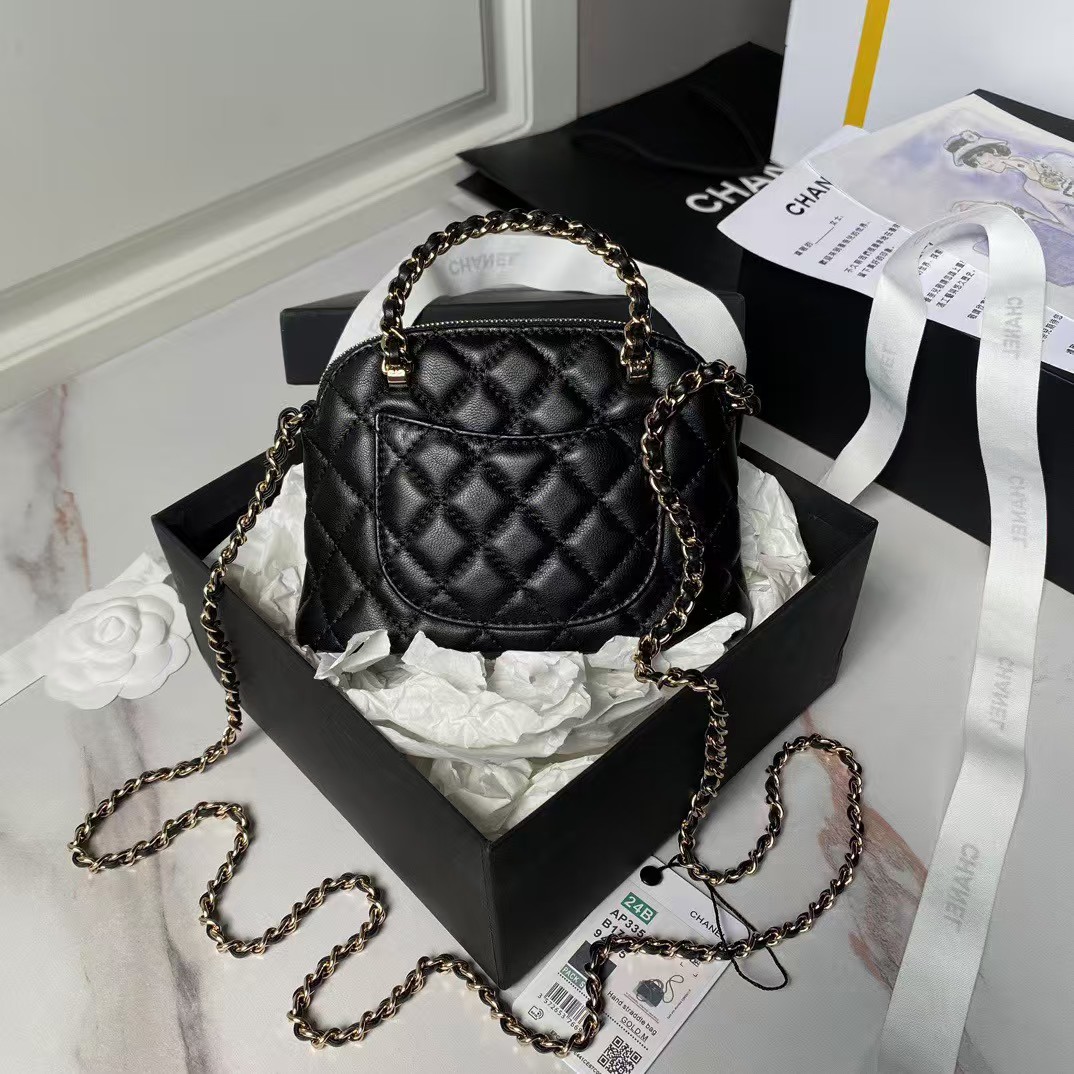 Replicate Chanel 24B AP3354 Calfskin Chain Clutch Black(1:1 replica)