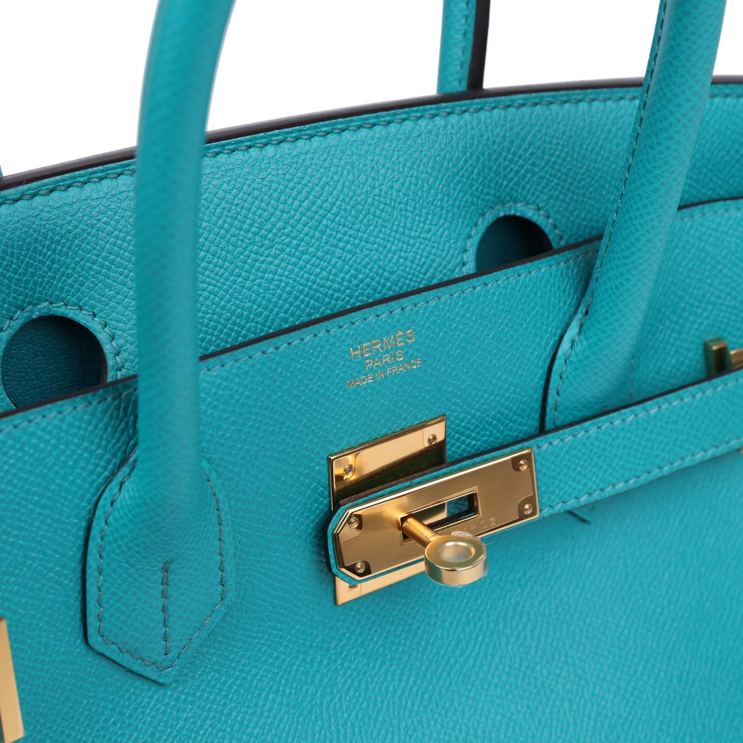 Replicate Hermes Birkin 30 Bleu Paon Epsom Gold Hardware(1:1 replica)