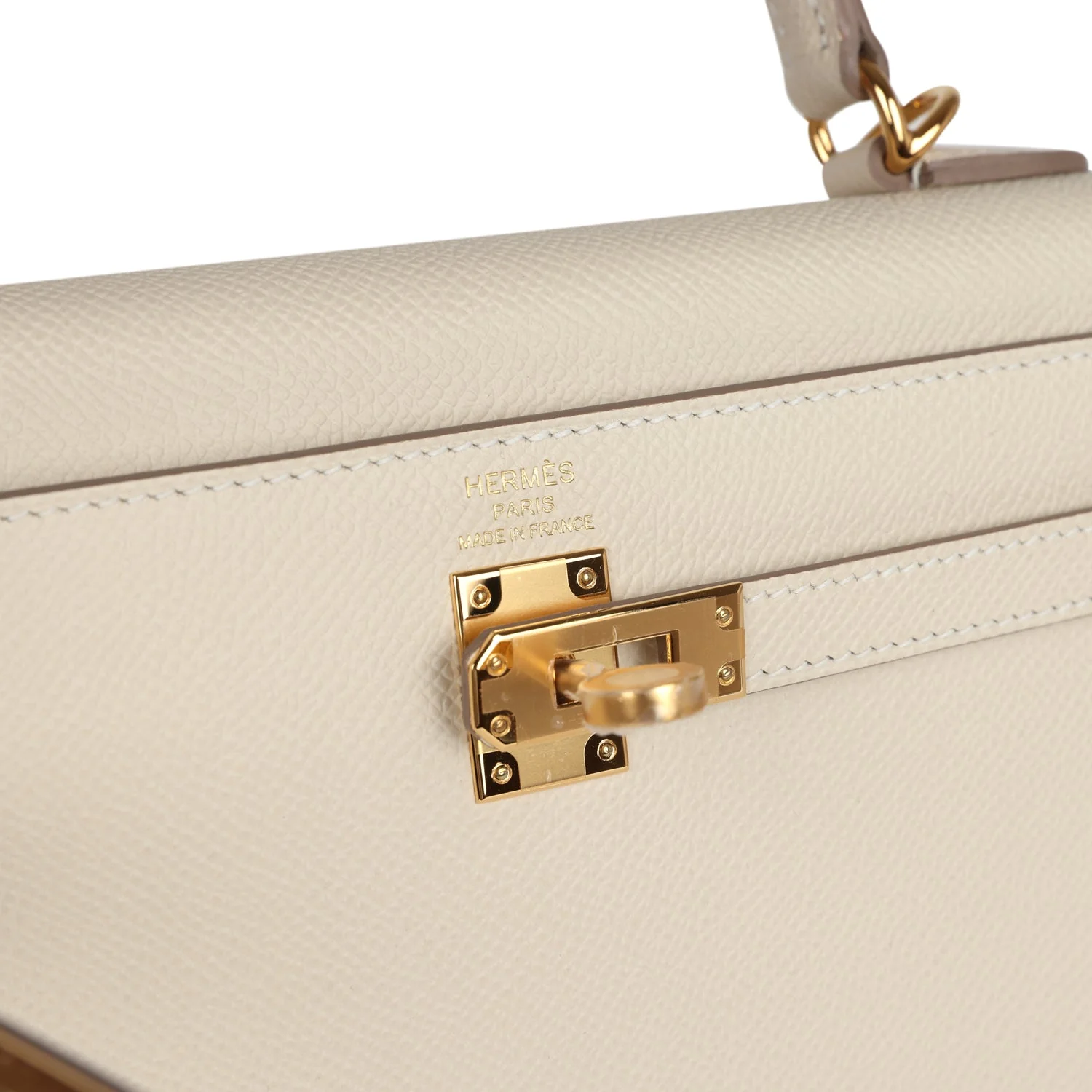 Replicate Hermes Kelly Sellier 25 Craie Epsom Gold Hardware(1:1 replica)